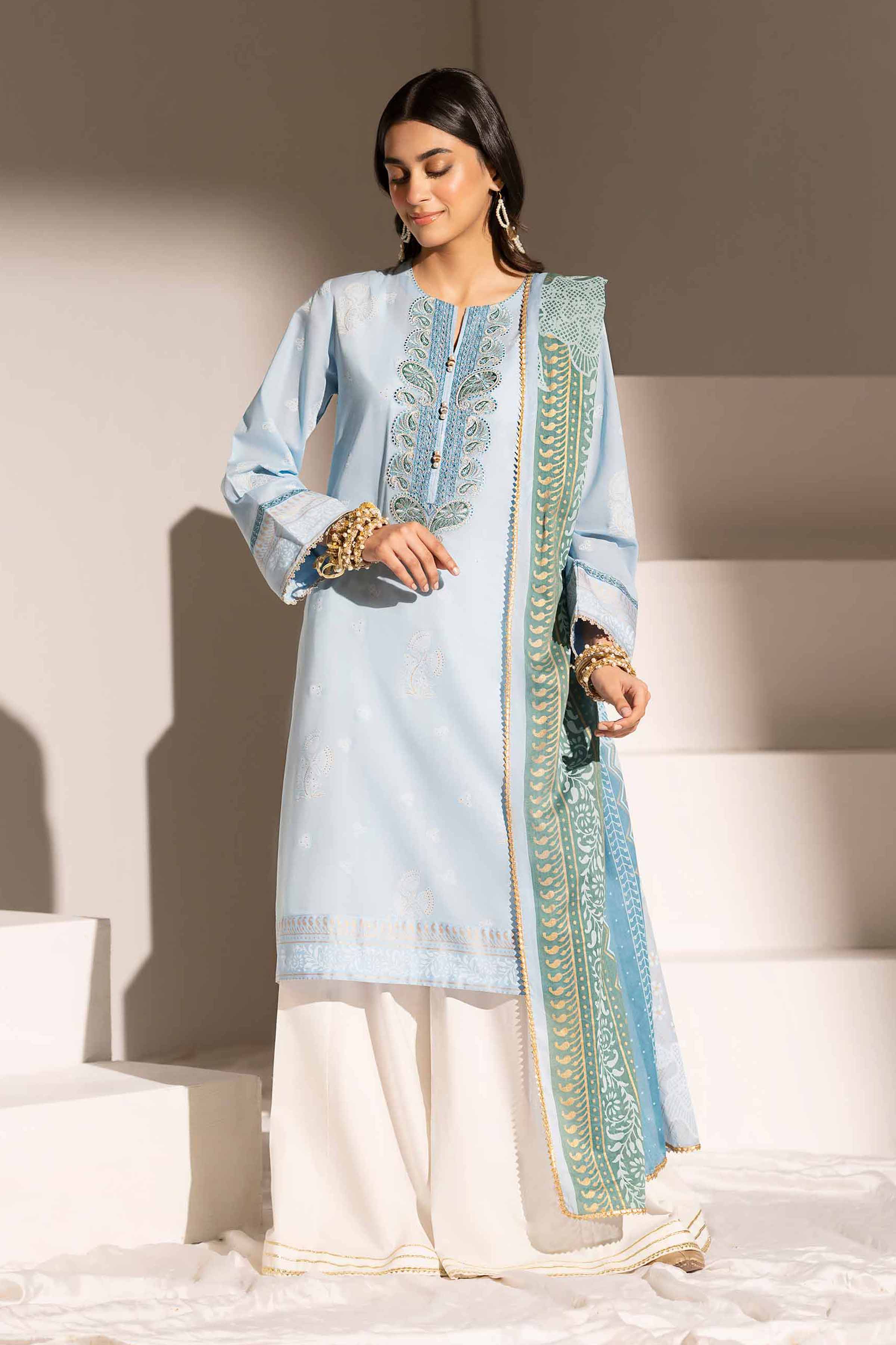 2 Piece - Printed Embroidered Suit - PE25-356 - Image 2