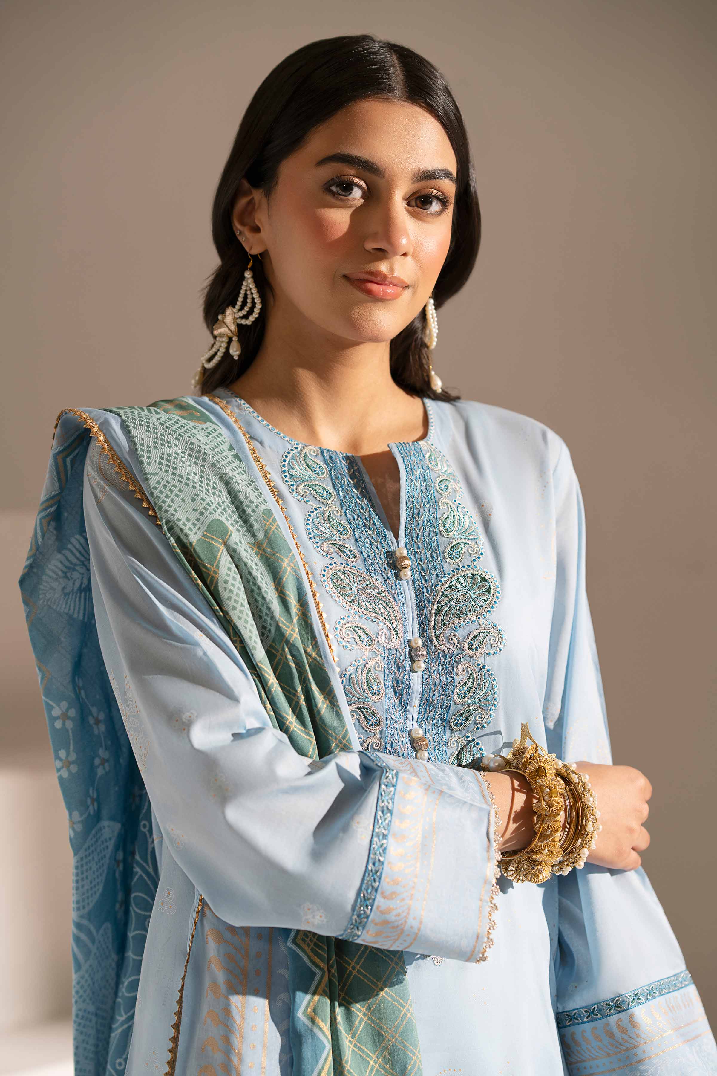 2 Piece - Printed Embroidered Suit - PE25-356 - Image 4