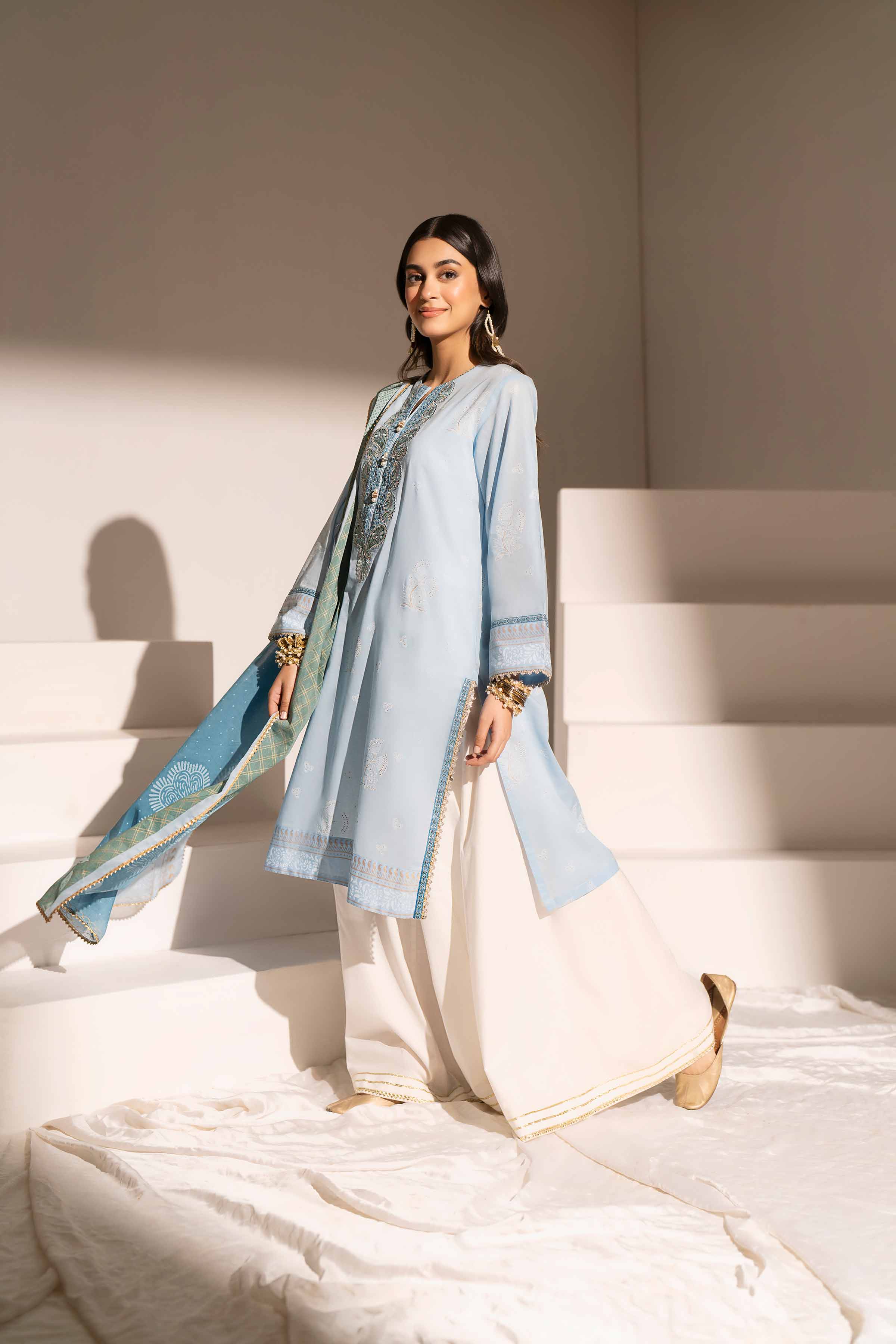 2 Piece - Printed Embroidered Suit - PE25-356 - Image 5