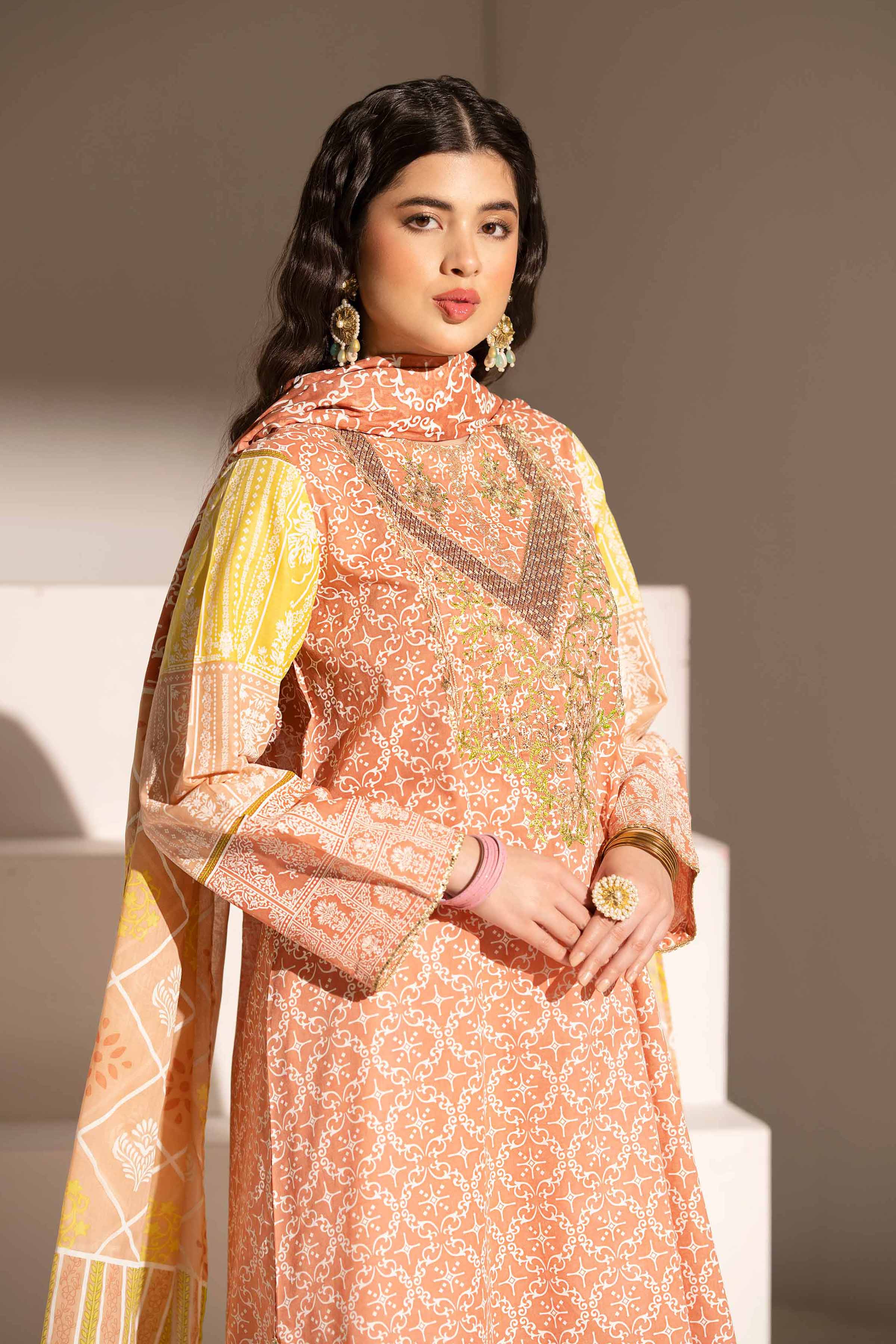 2 Piece - Printed Embroidered Suit - PE25-357 - Image 2