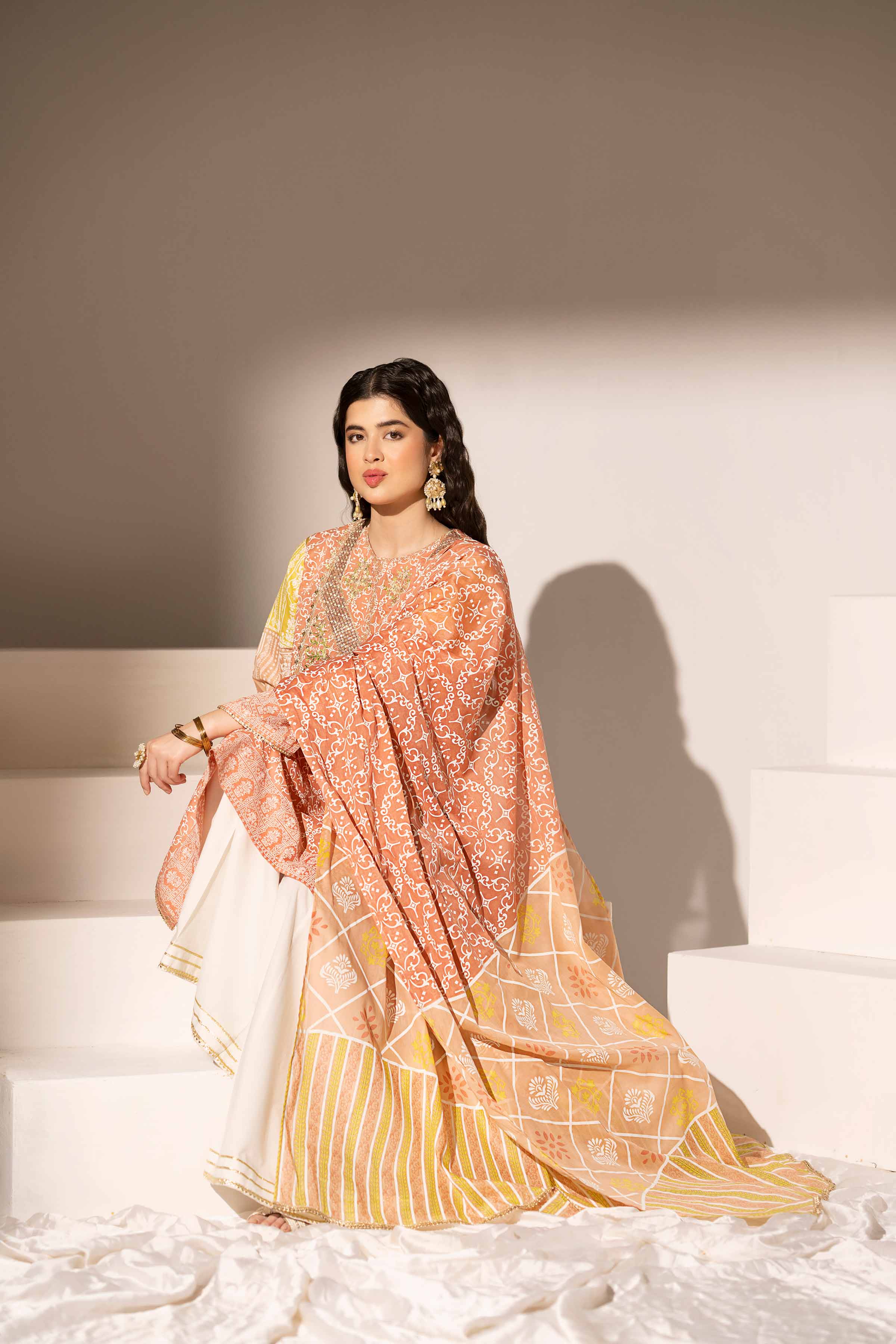 2 Piece - Printed Embroidered Suit - PE25-357 - Image 5
