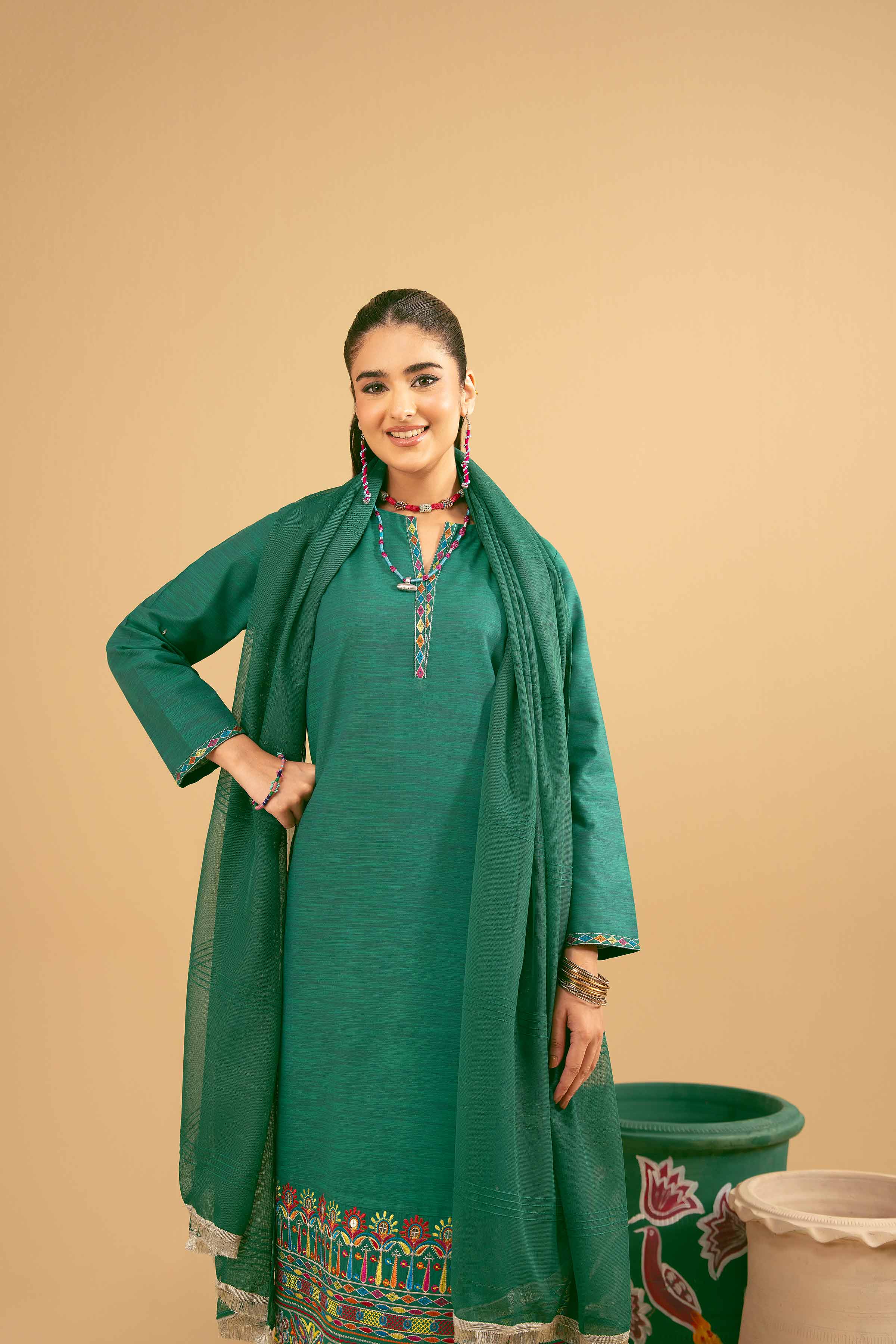 3 Piece - Embroidered Suit - PE25-362 - Image 5