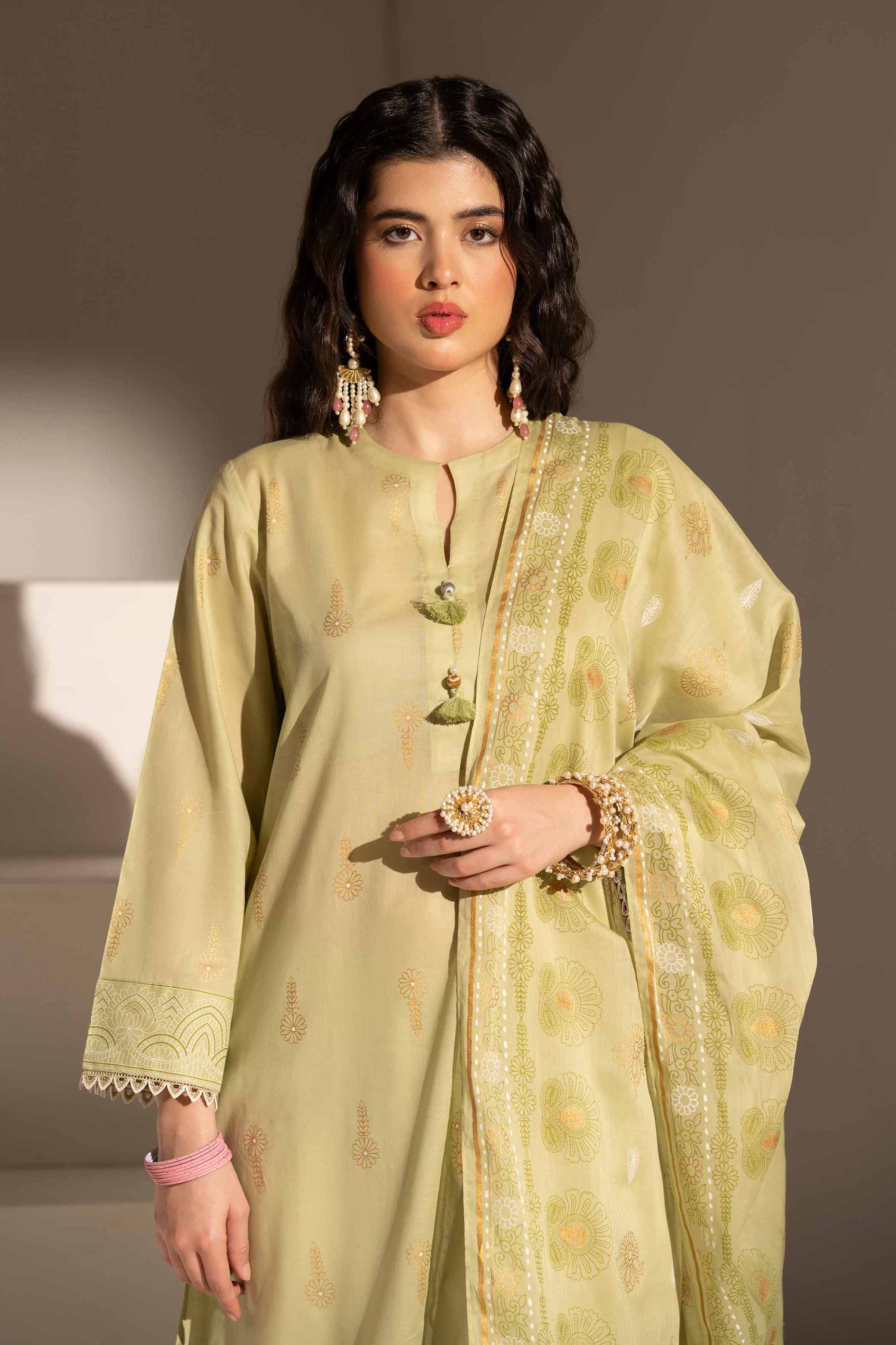 3 Piece - Printed Embroidered Suit - PE25-363 - Image 2