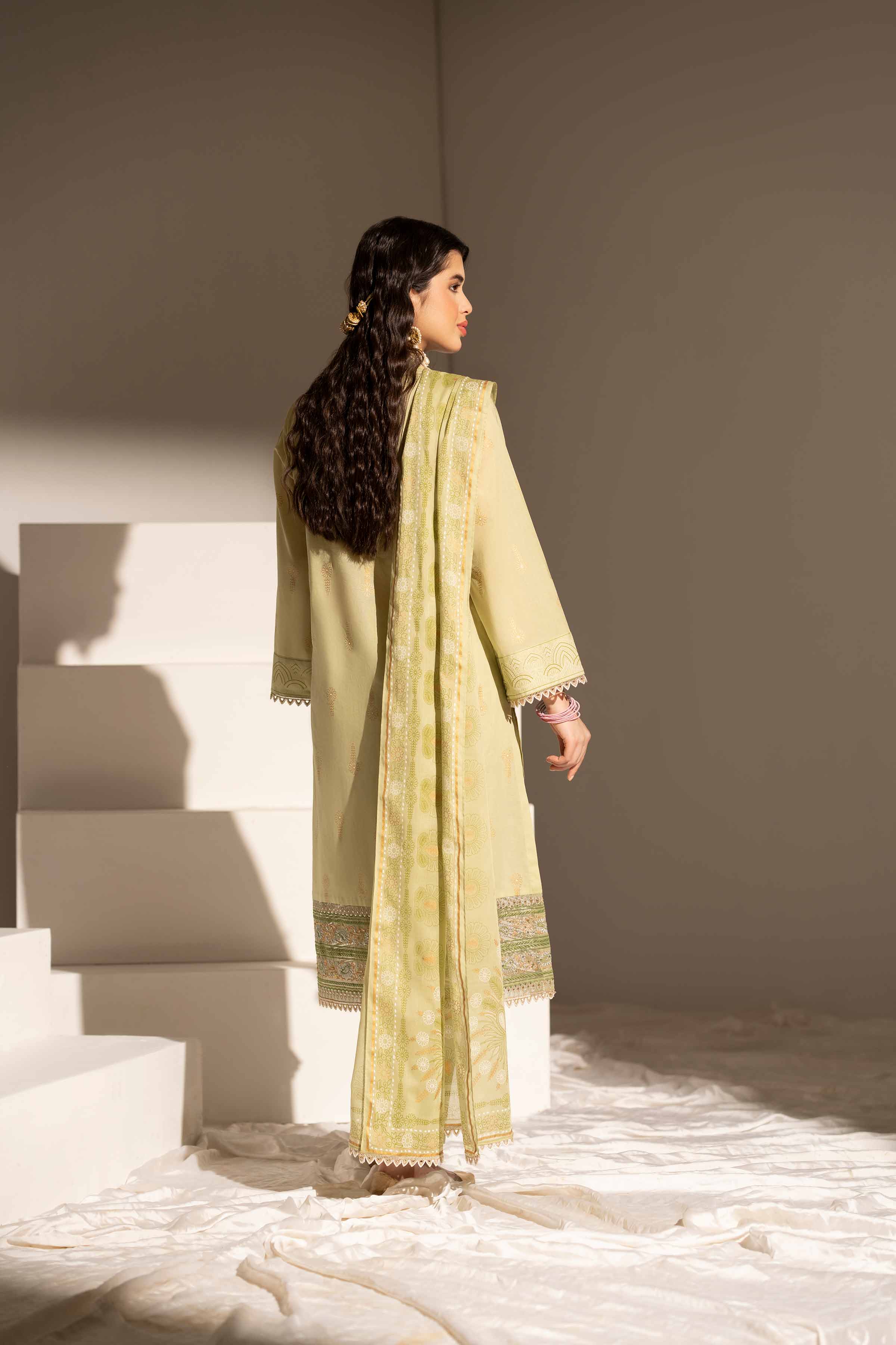 3 Piece - Printed Embroidered Suit - PE25-363 - Image 3
