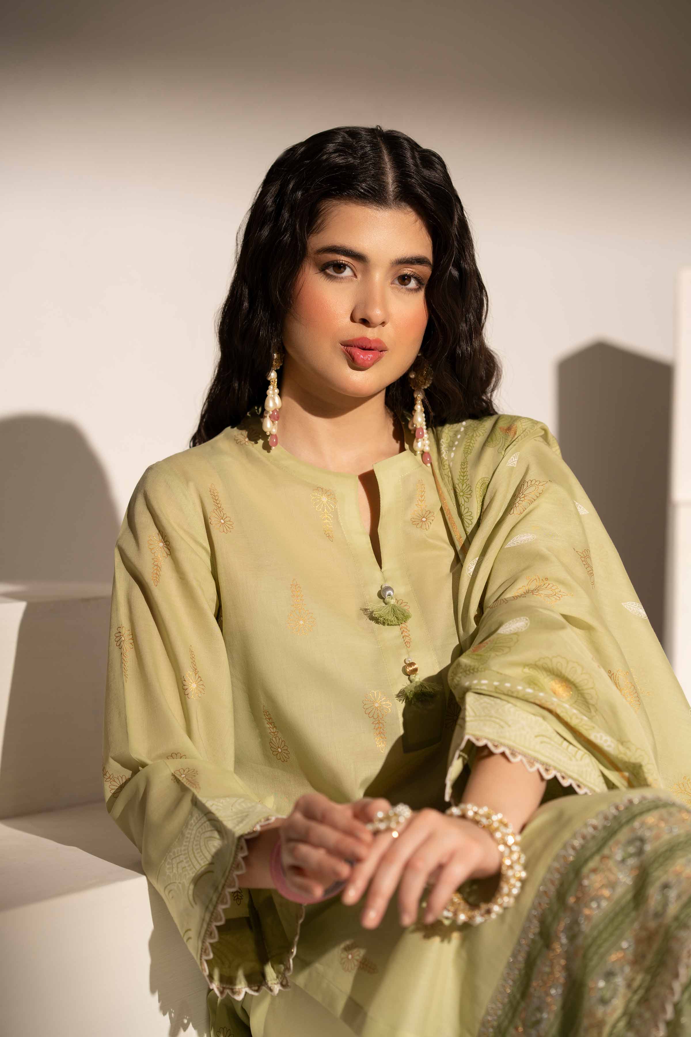 3 Piece - Printed Embroidered Suit - PE25-363 - Image 4