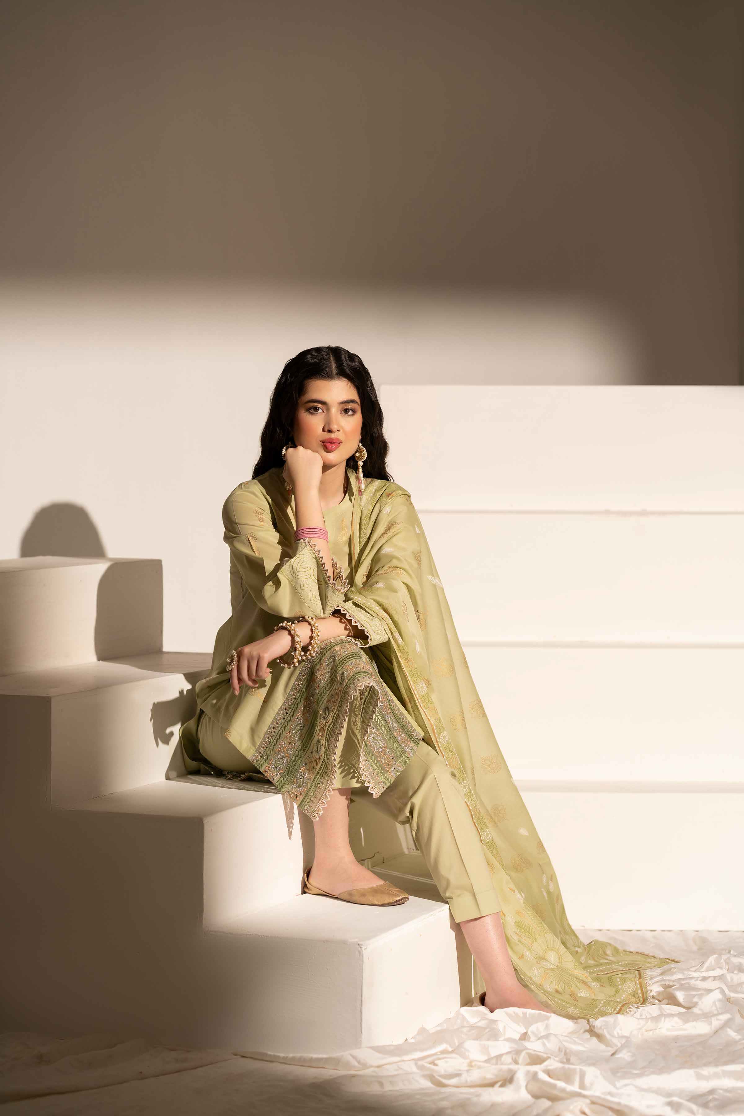 3 Piece - Printed Embroidered Suit - PE25-363 - Image 5