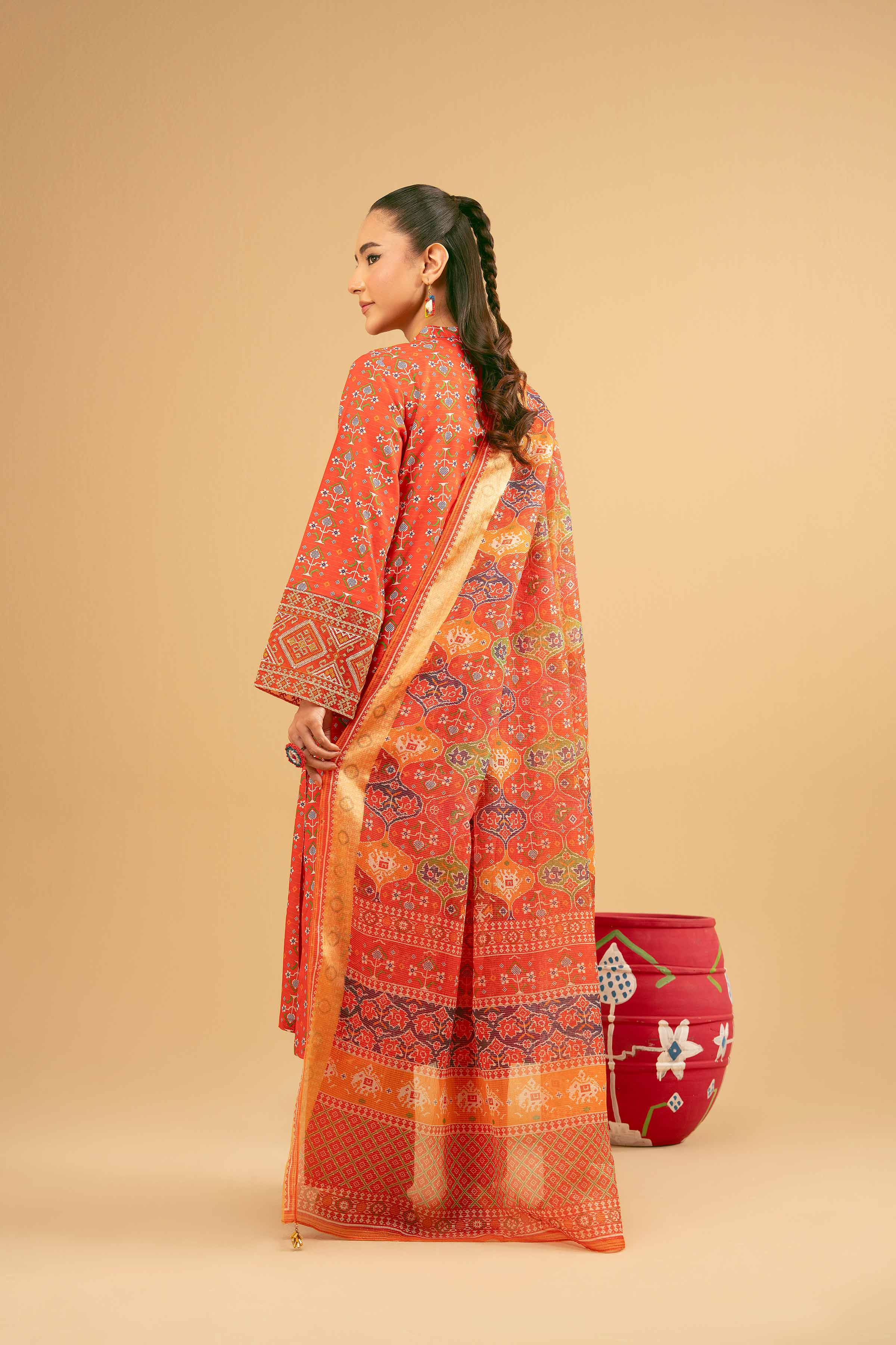 3 Piece - Printed Embroidered Suit - PE25-375 - Image 3