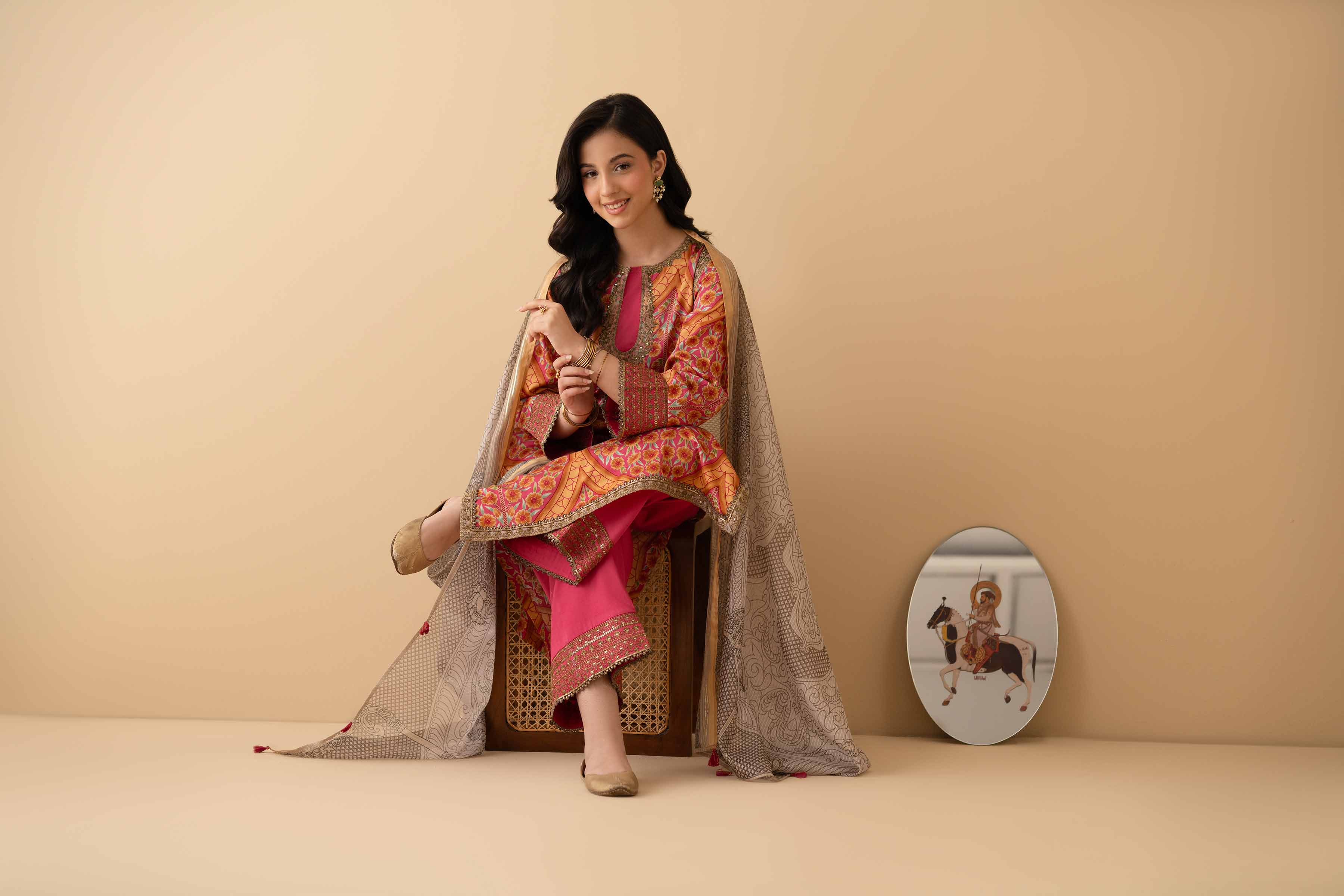 3 Piece - Printed Embroidered Suit - PE25-377 - Image 14