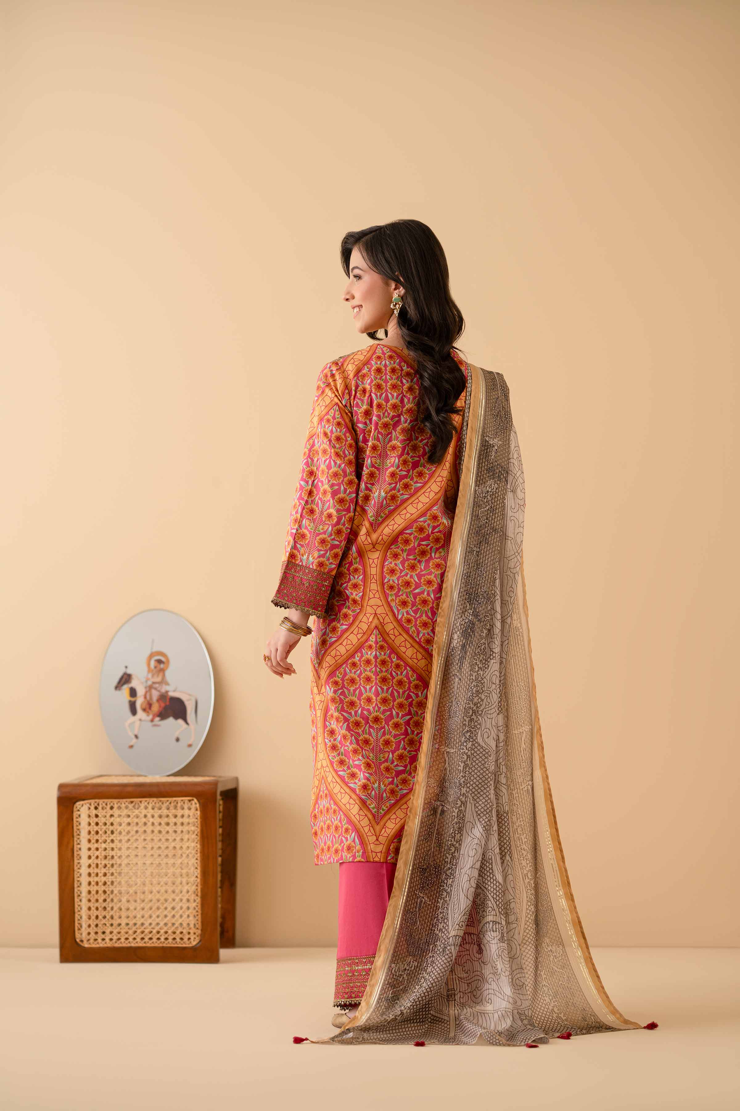 3 Piece - Printed Embroidered Suit - PE25-377 - Image 3
