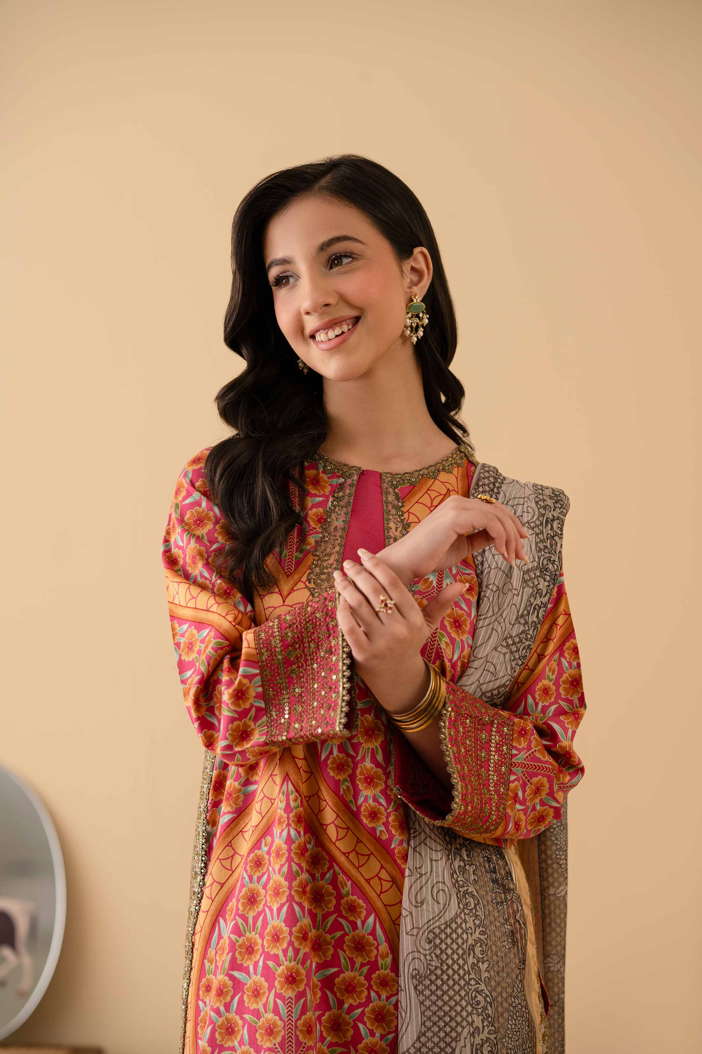 3 Piece - Printed Embroidered Suit - PE25-377 - Image 6