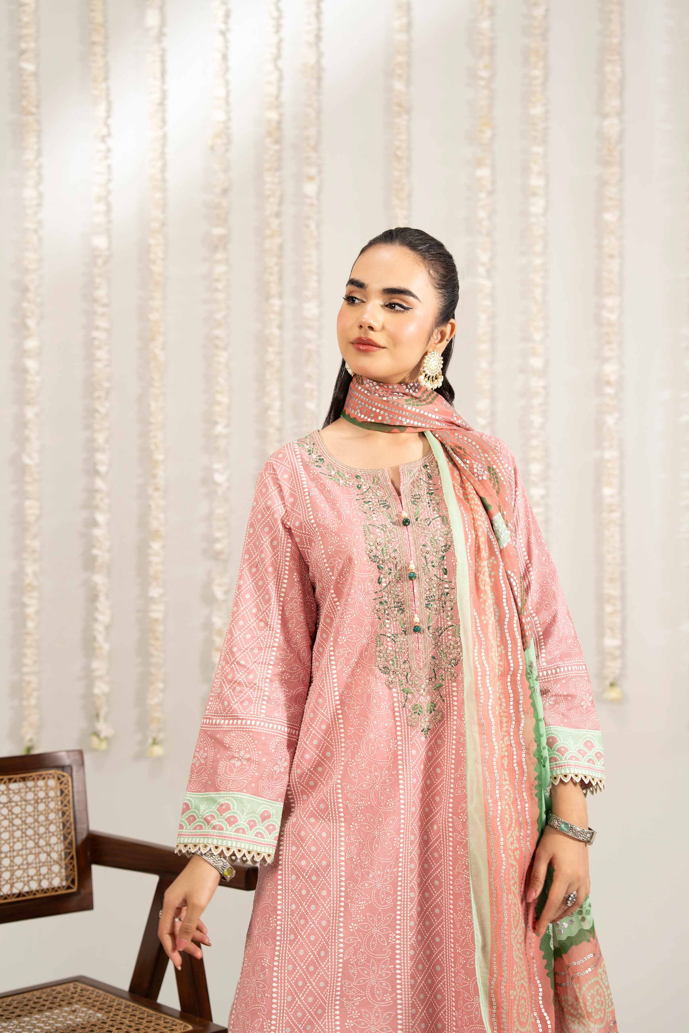 2 Piece - Printed Embroidered Suit - PE25-388 - Image 4