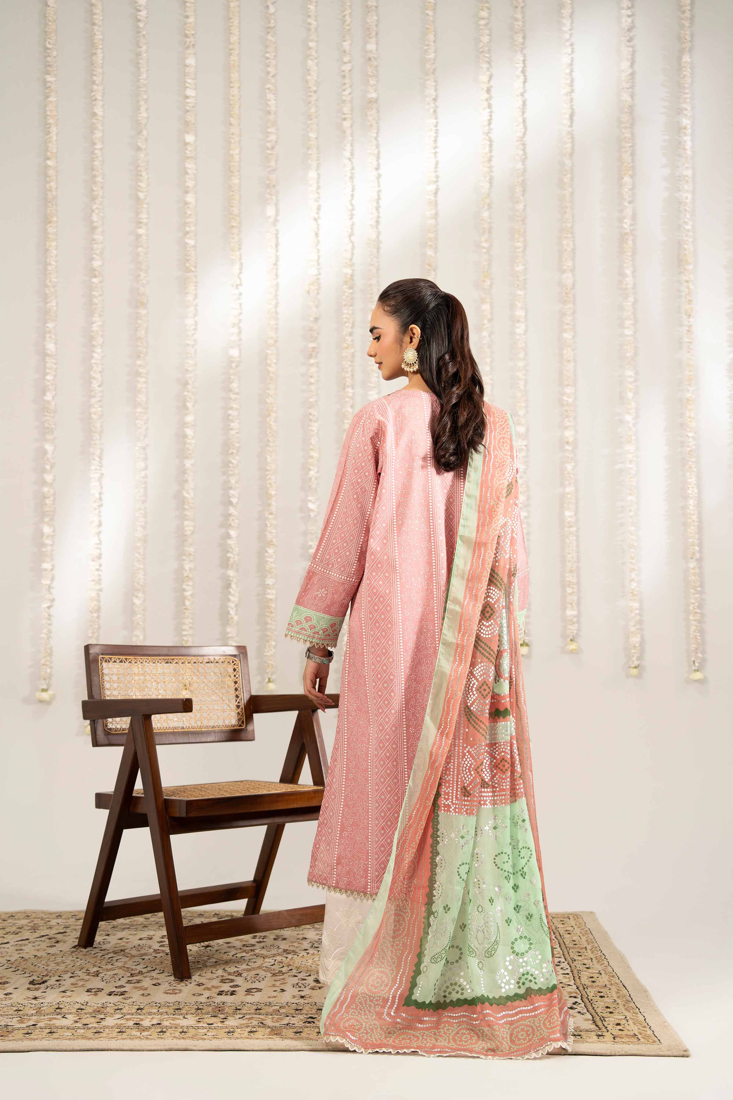 2 Piece - Printed Embroidered Suit - PE25-388 - Image 5