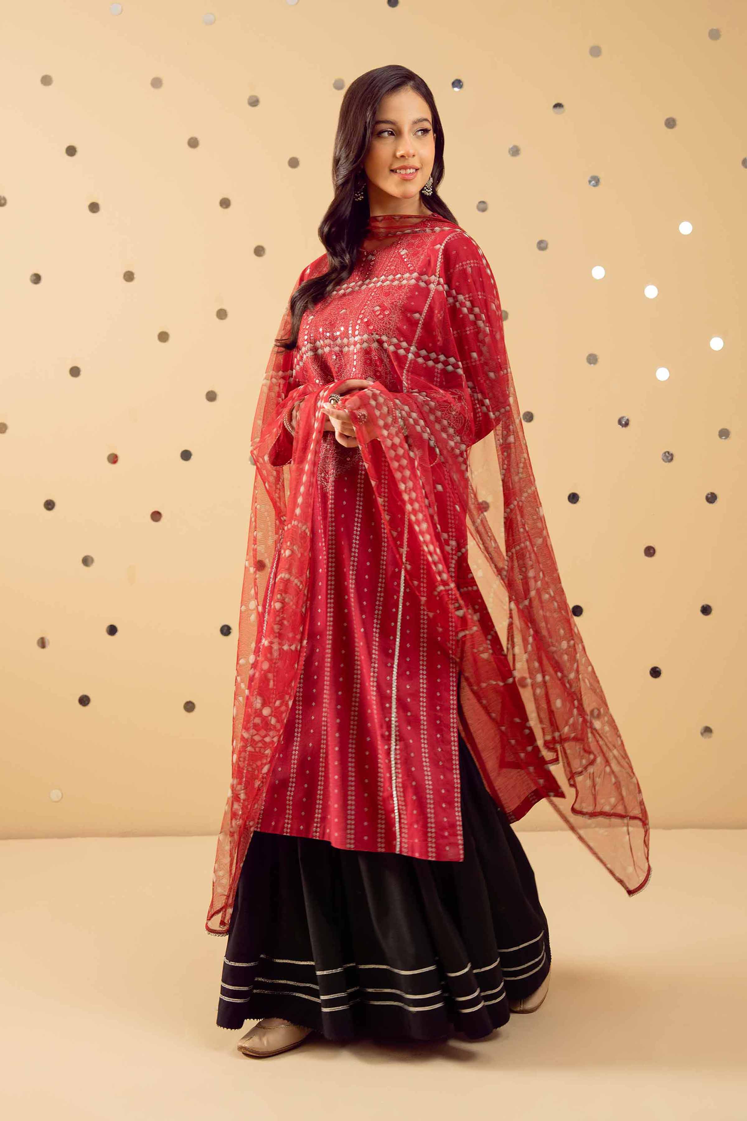 2 Piece - Printed Embroidered Suit - PE25-389