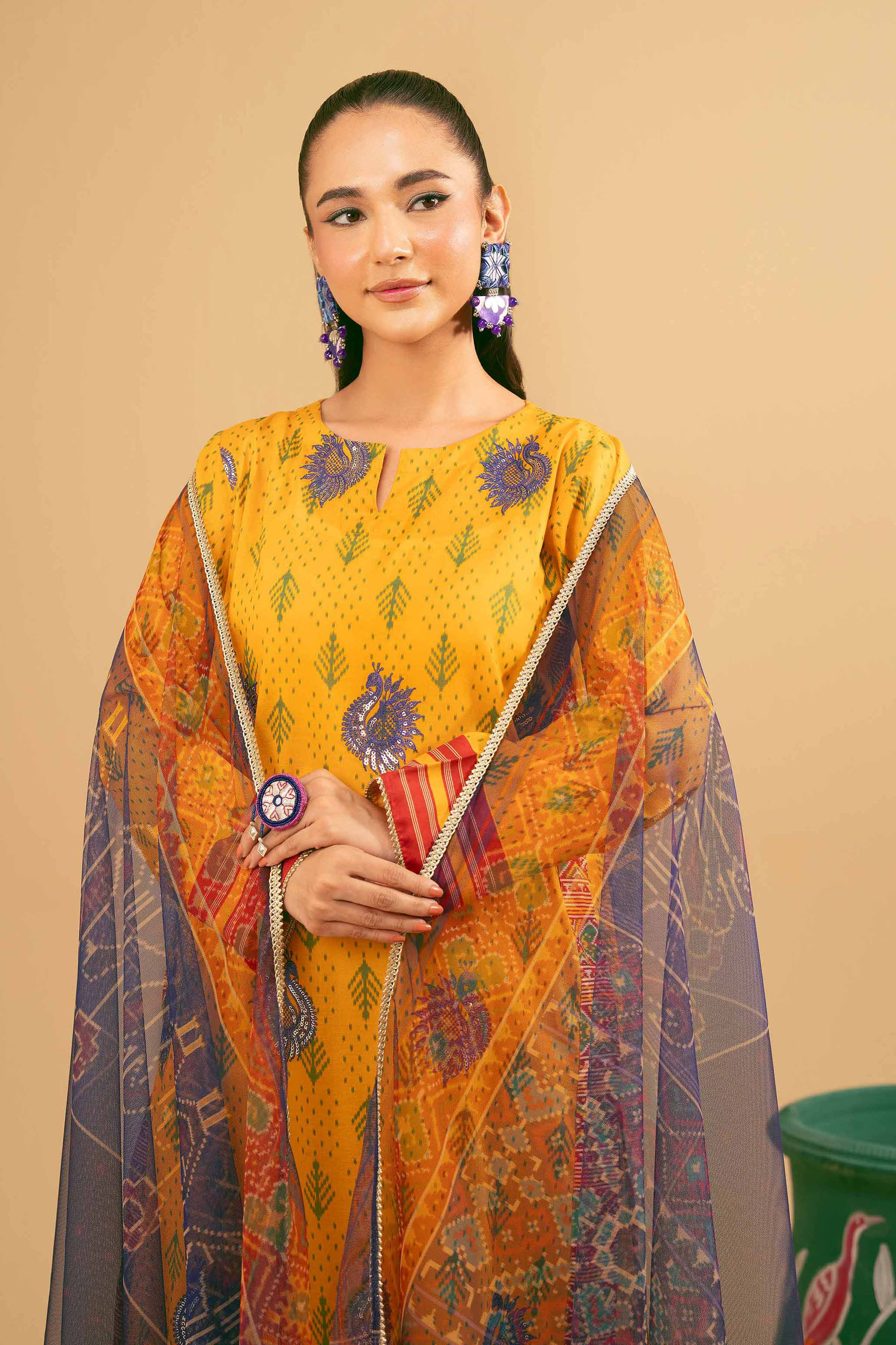 2 Piece - Printed Embroidered Suit - PE25-395 - Image 2