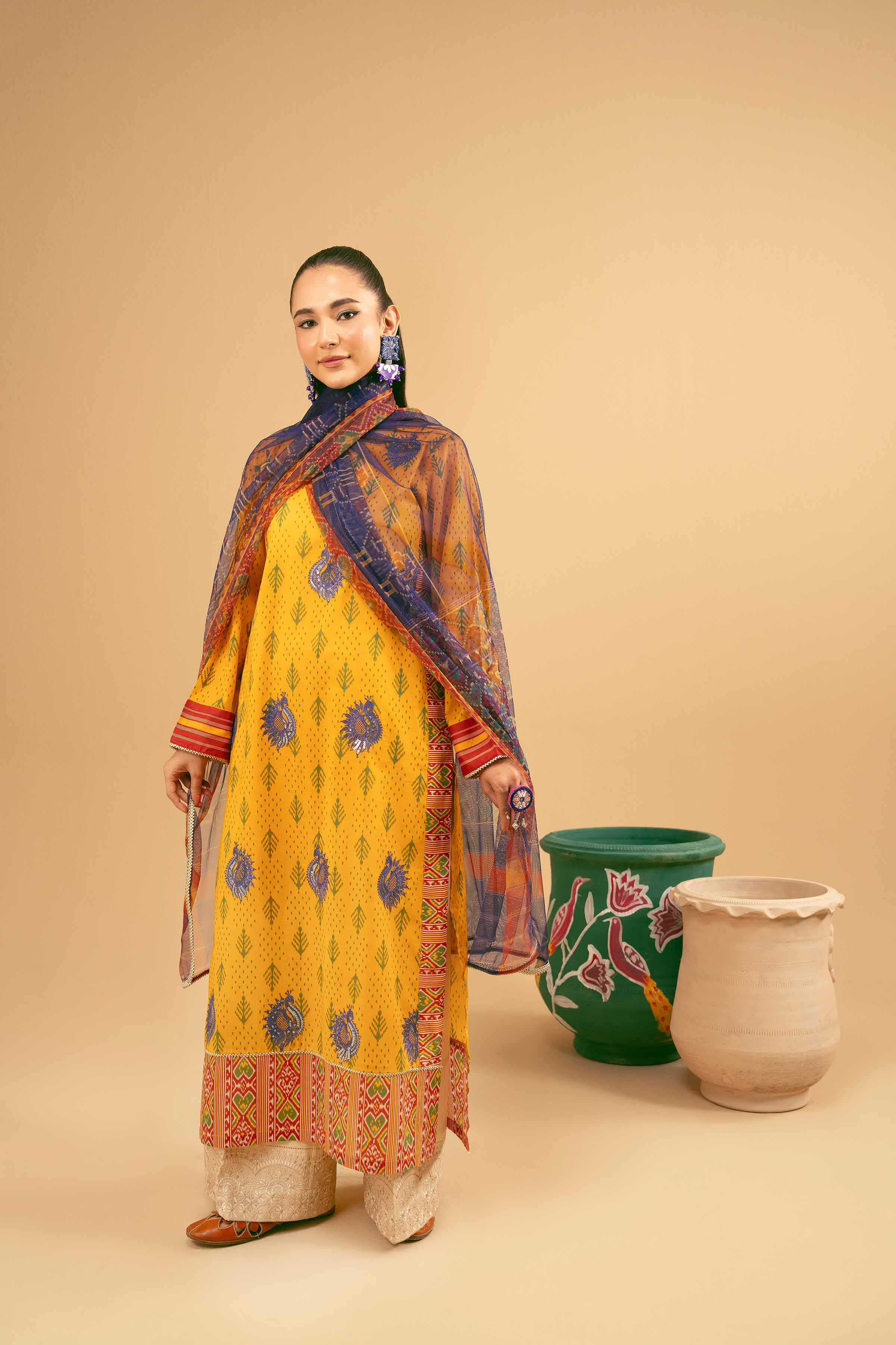 2 Piece - Printed Embroidered Suit - PE25-395 - Image 4