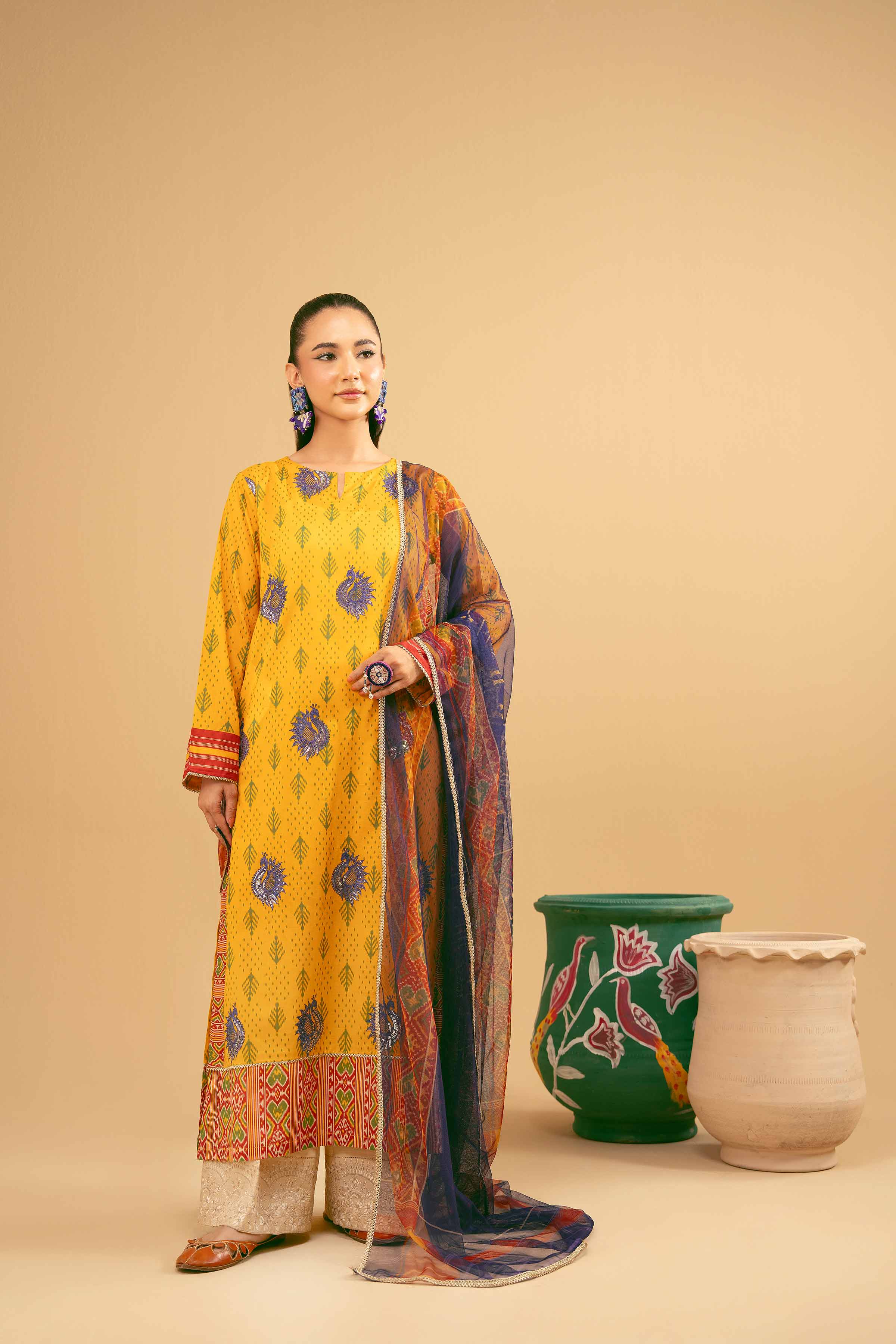 2 Piece - Printed Embroidered Suit - PE25-395 - Image 8