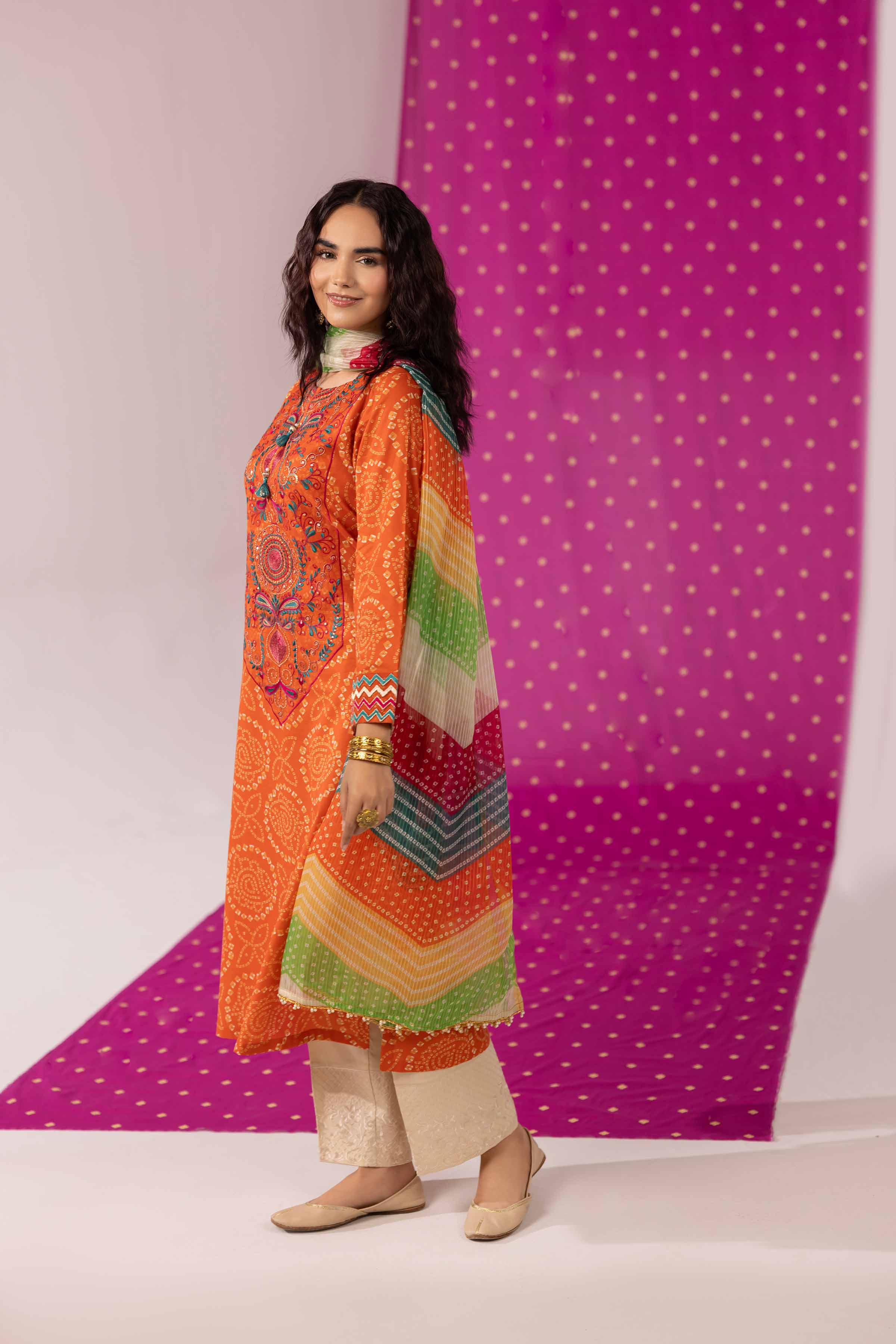 2 Piece - Printed Embroidered Suit - PE25-412 - Image 5