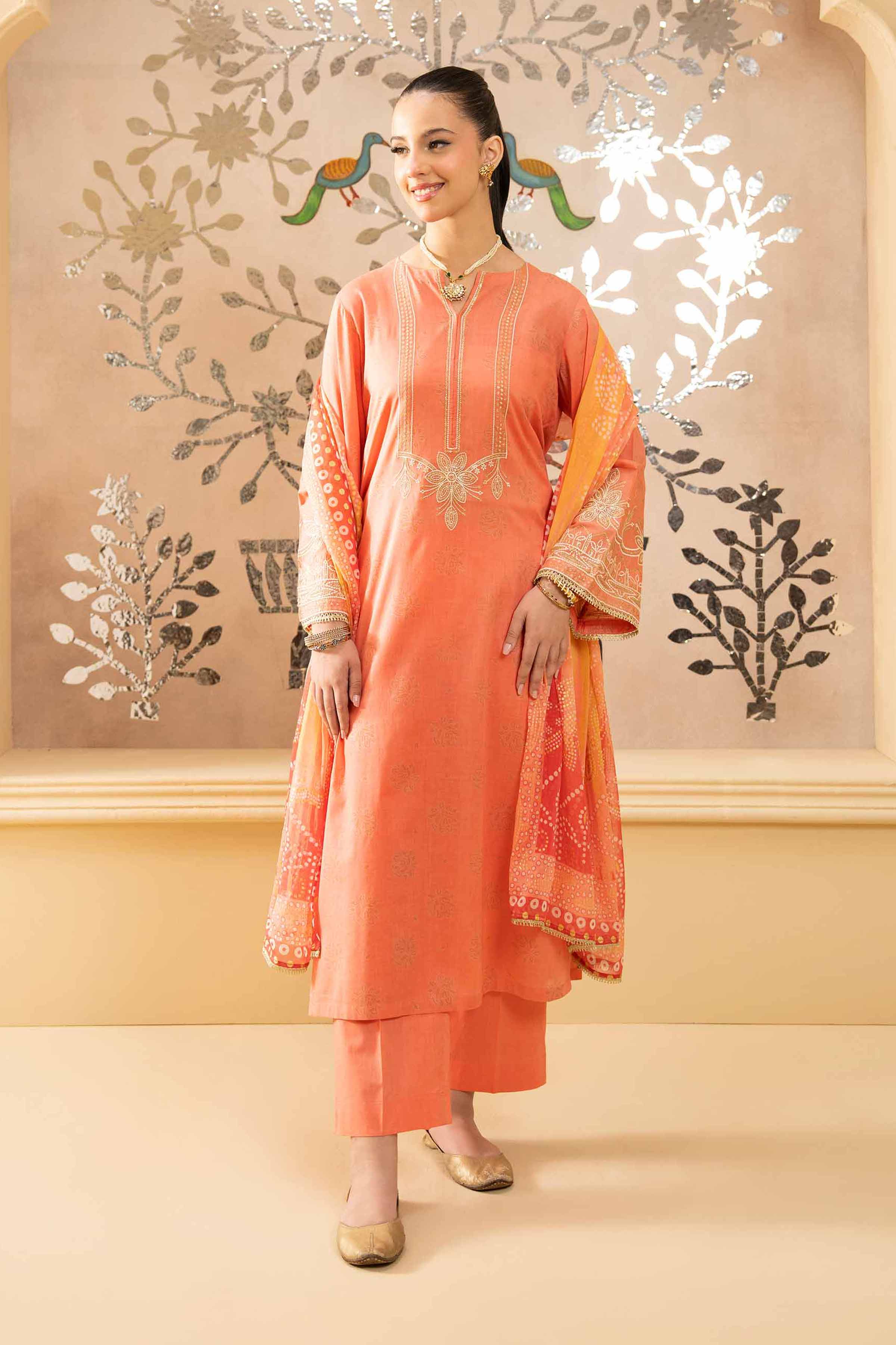 3 Piece - Printed Embroidered Suit - PE25-418 - Image 2