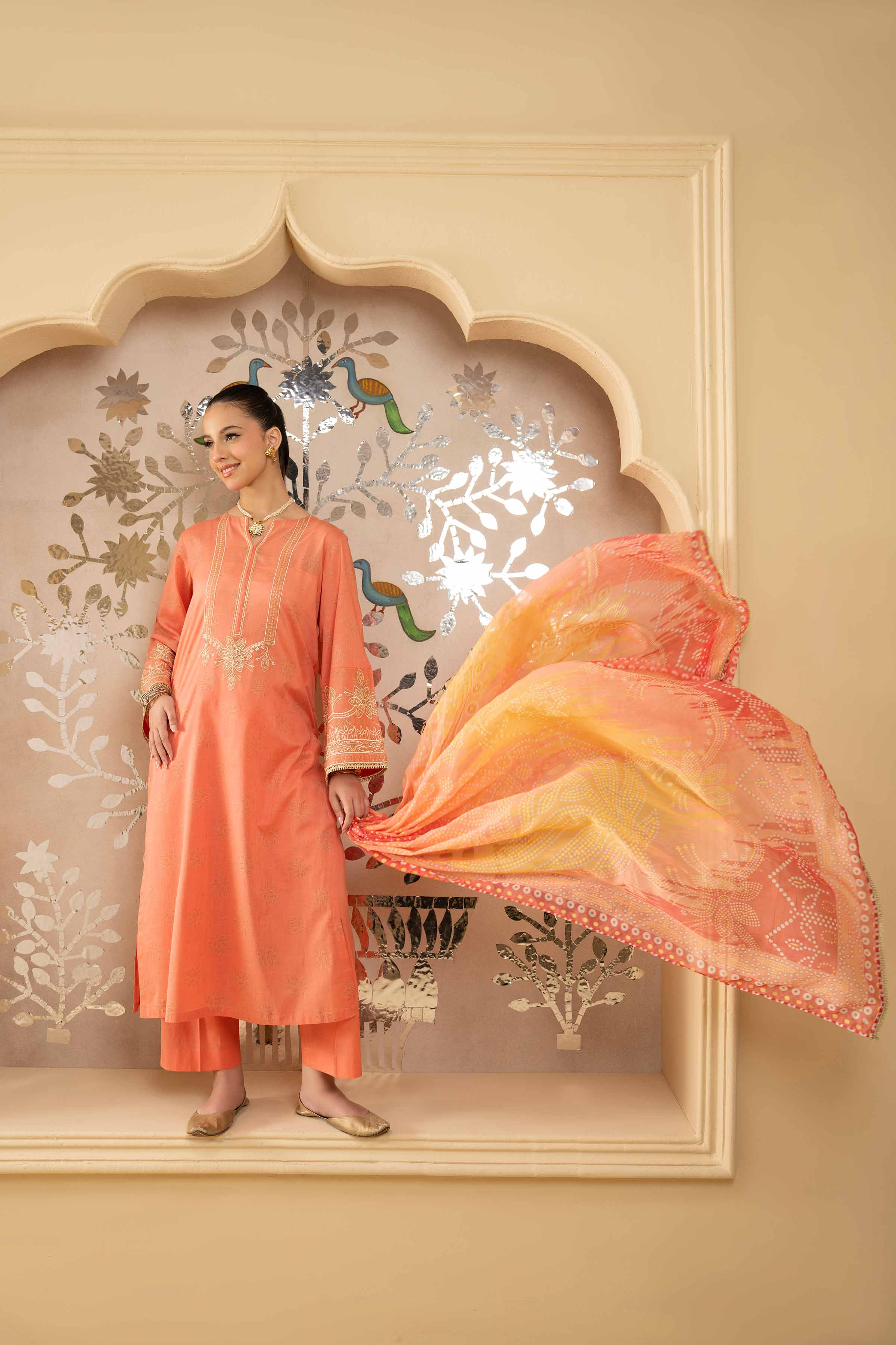 3 Piece - Printed Embroidered Suit - PE25-418 - Image 4