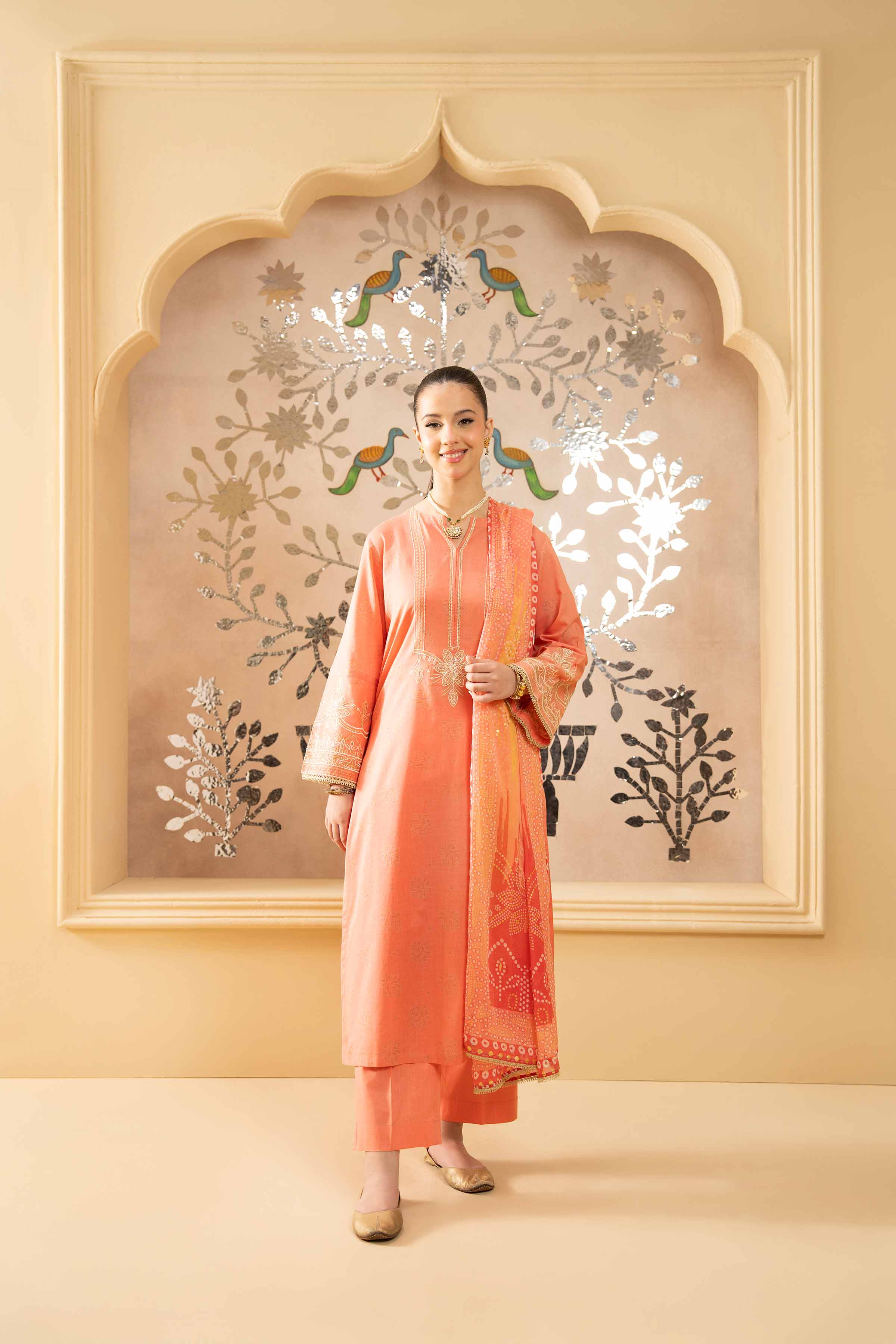 3 Piece - Printed Embroidered Suit - PE25-418 - Image 5