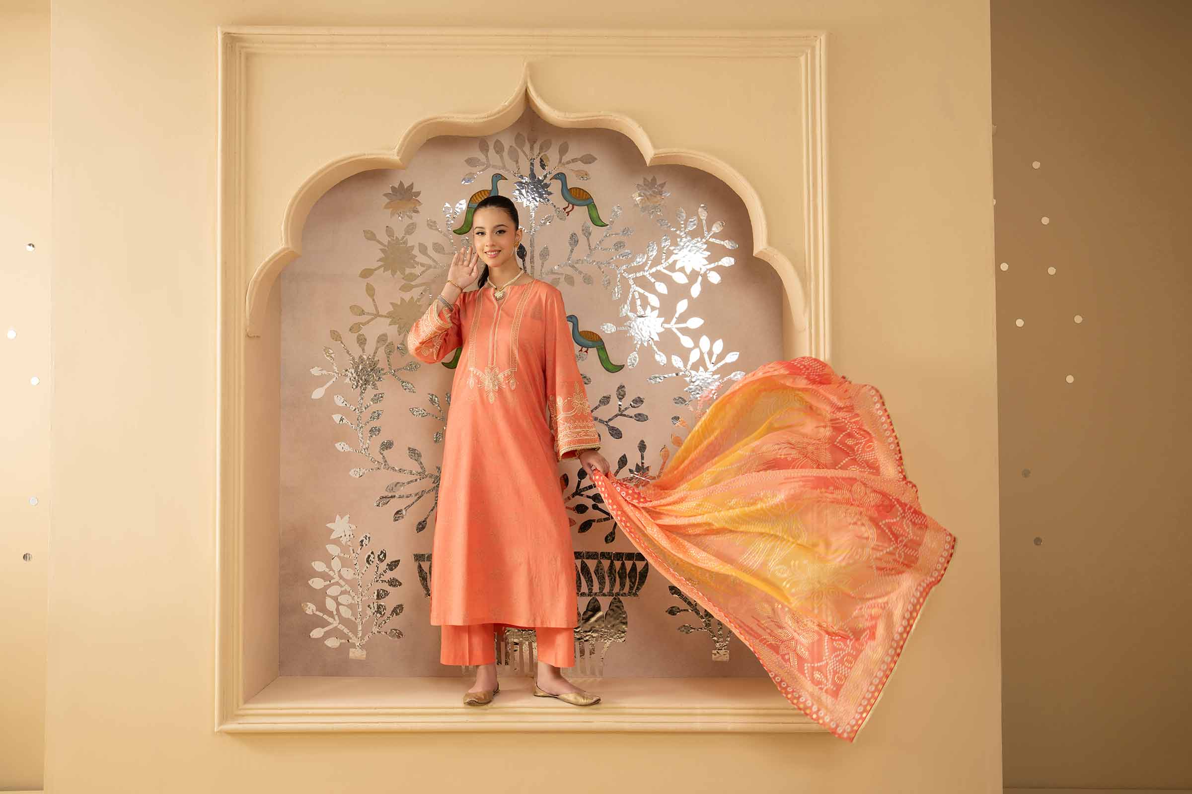 3 Piece - Printed Embroidered Suit - PE25-418 - Image 7