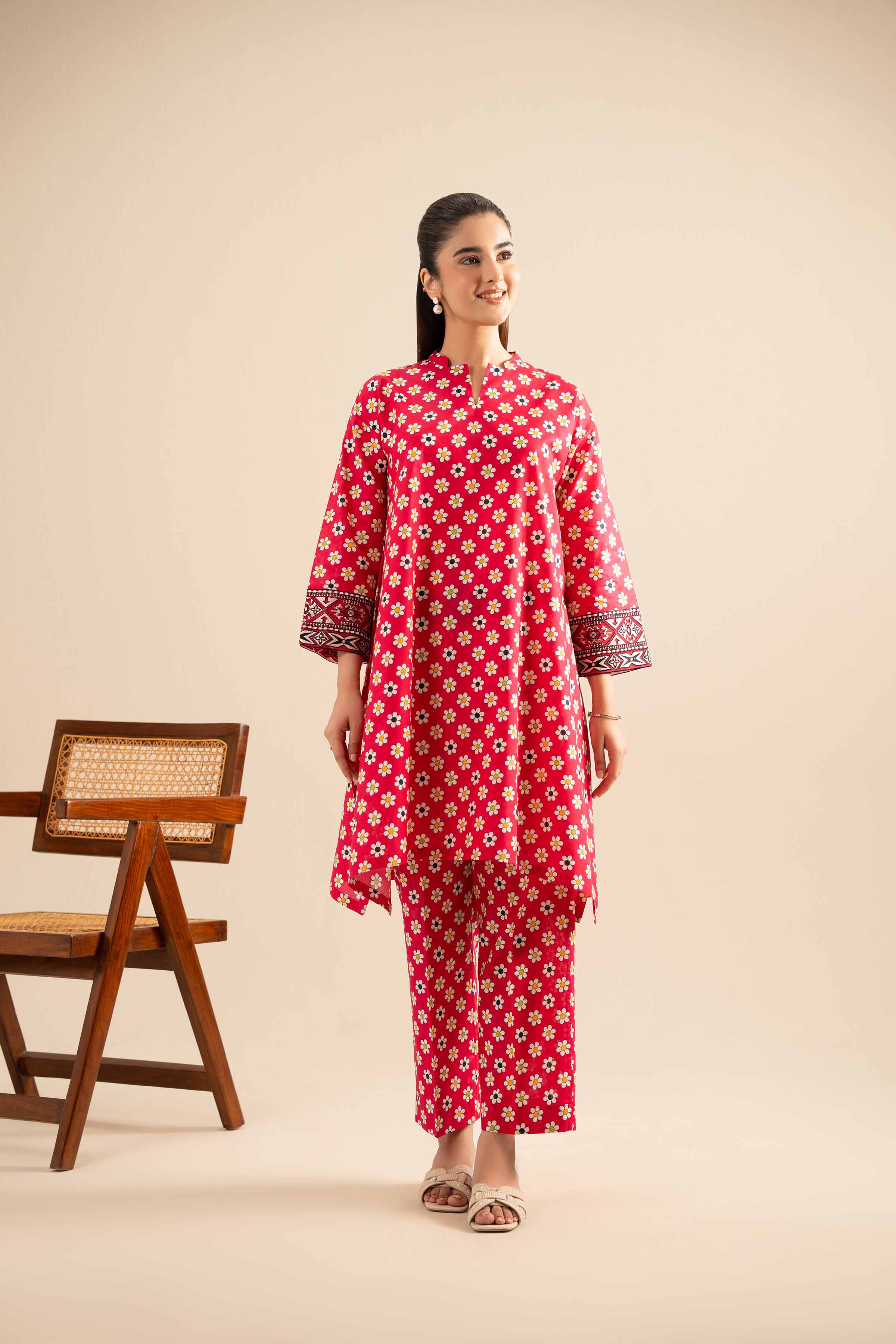 2 Piece - Printed Embroidered Suit - PE25-424 - Image 5