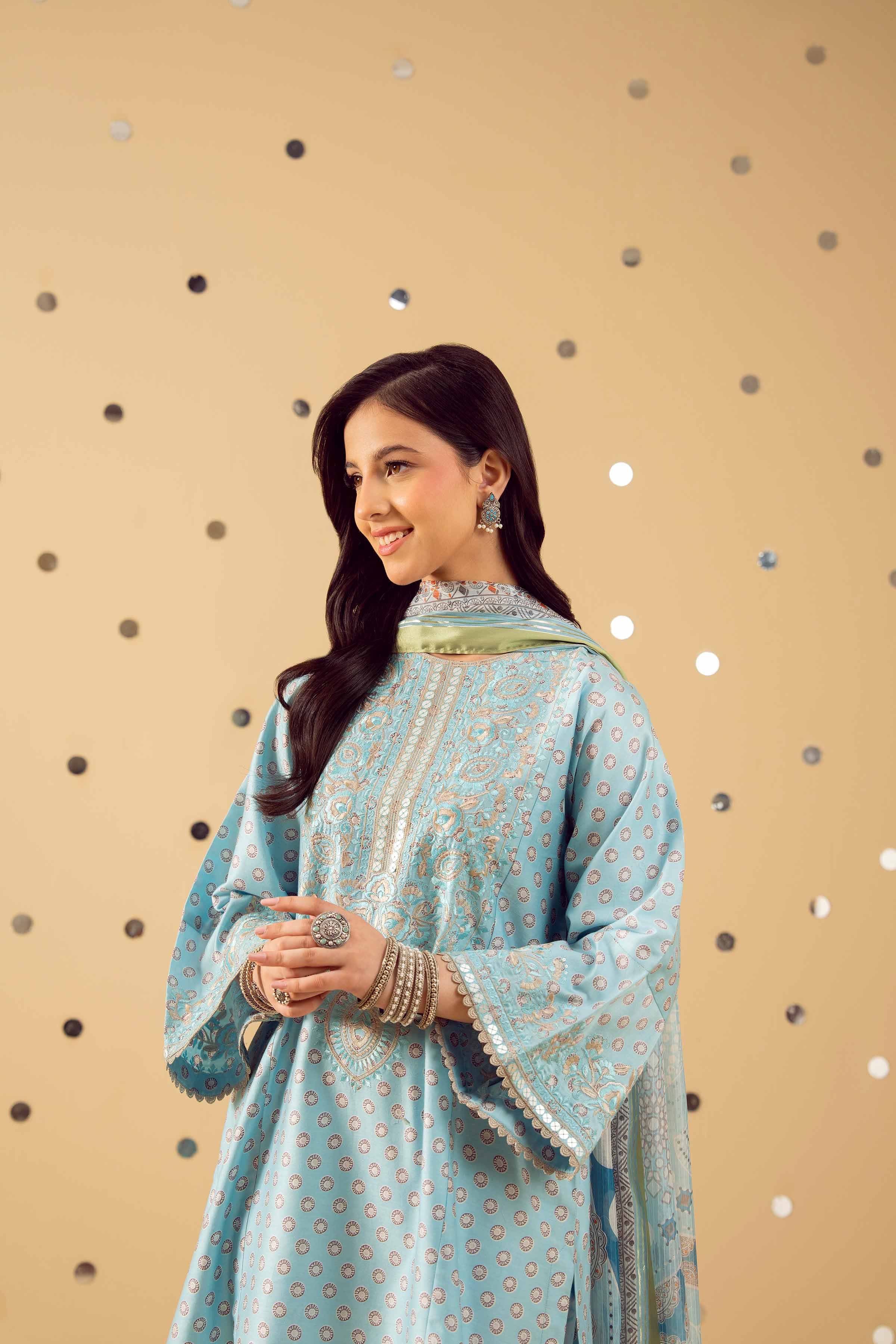 3 Piece - Printed Embroidered Suit - PE25-429 - Image 6