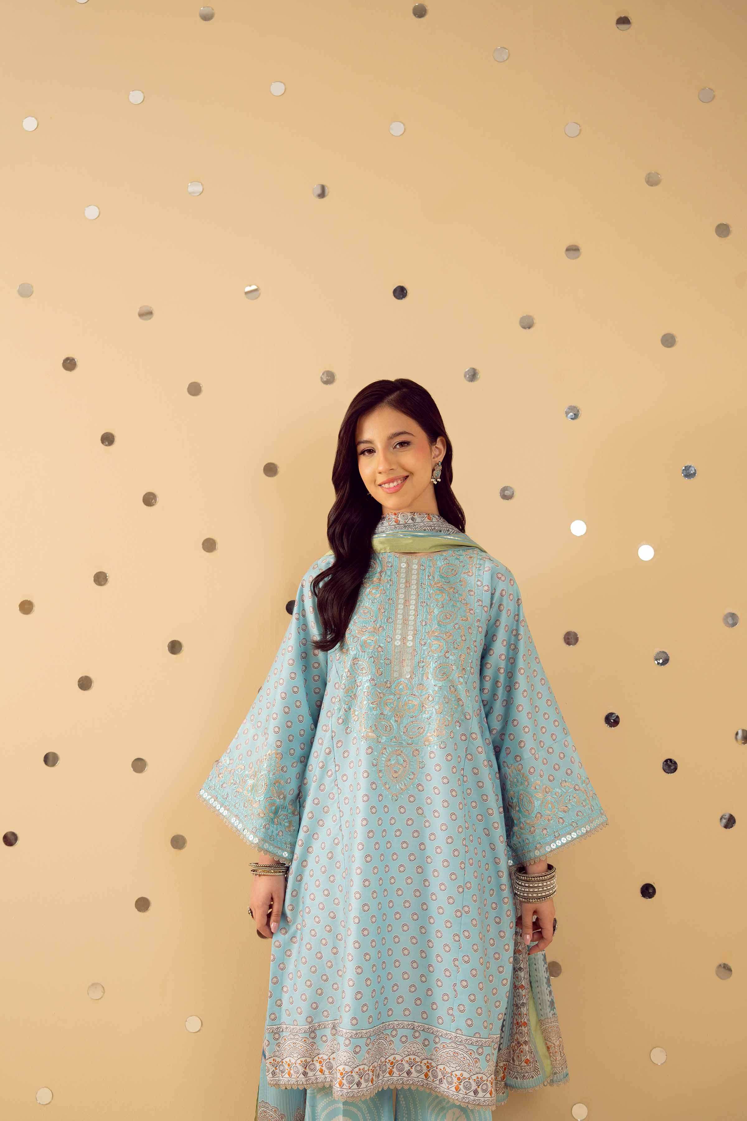 3 Piece - Printed Embroidered Suit - PE25-429 - Image 7