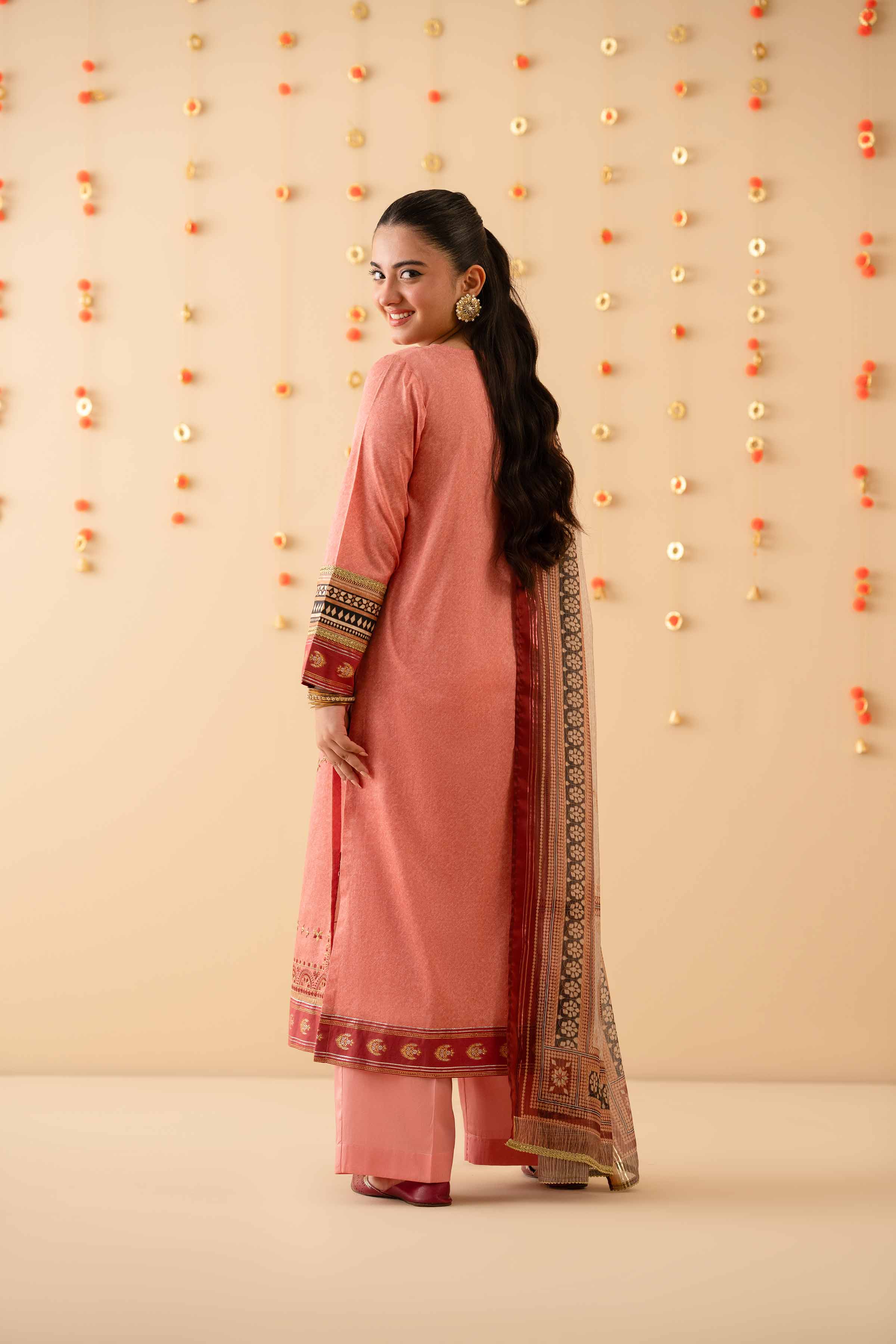 3 Piece - Printed Embroidered Suit - PE25-452 - Image 7