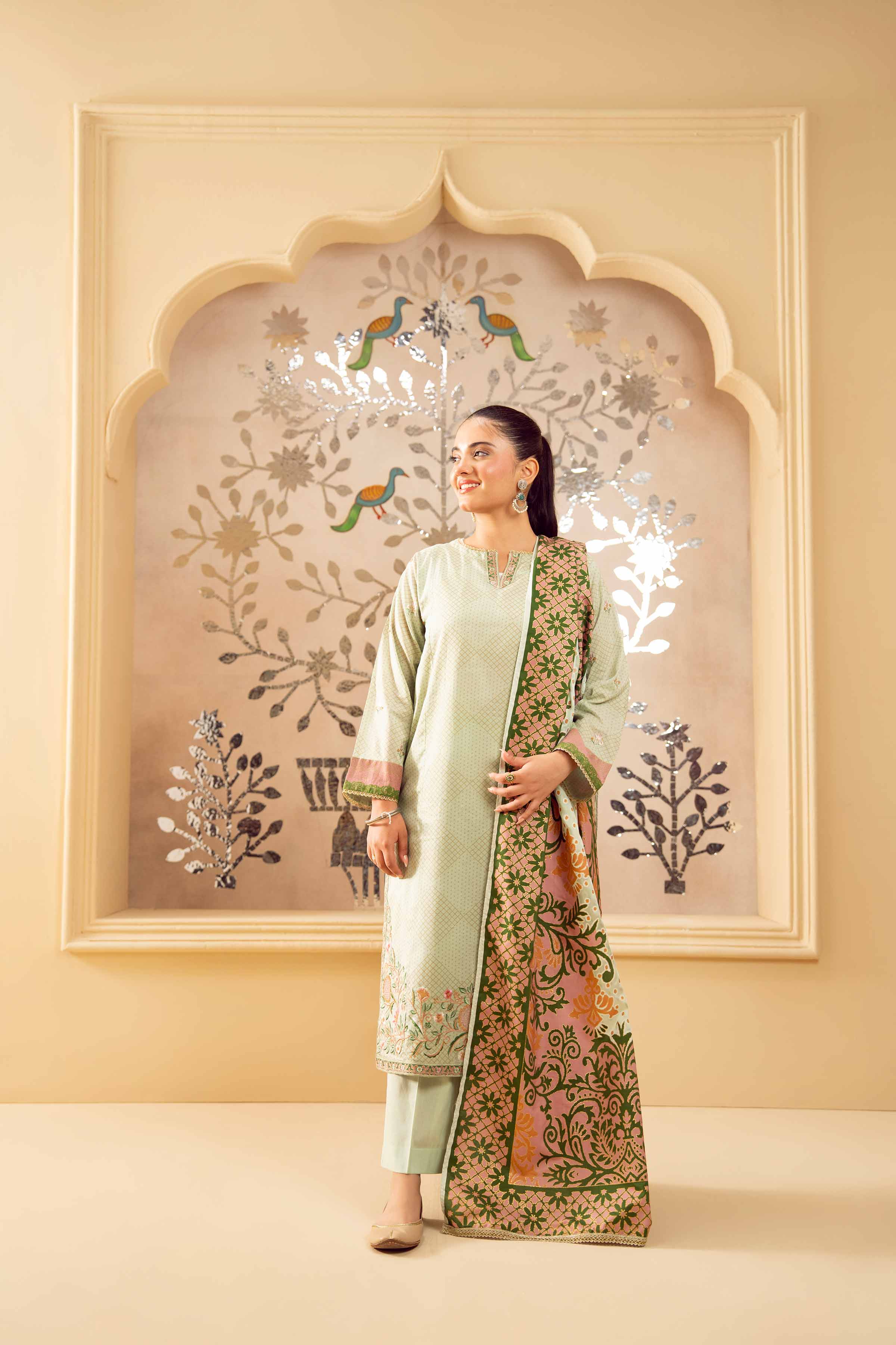3 Piece - Printed Embroidered Suit - PE25-459 - Image 3