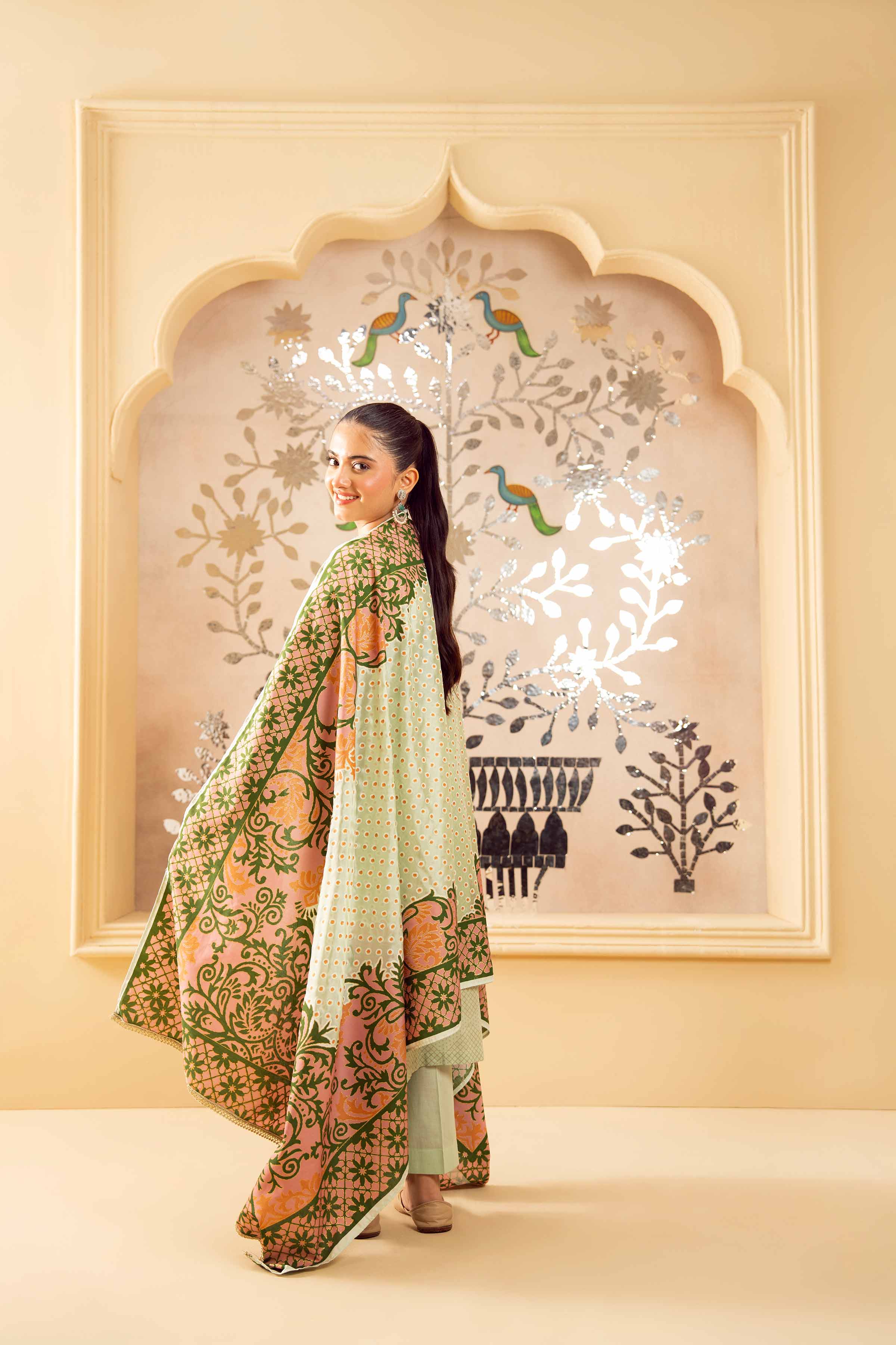 3 Piece - Printed Embroidered Suit - PE25-459 - Image 4