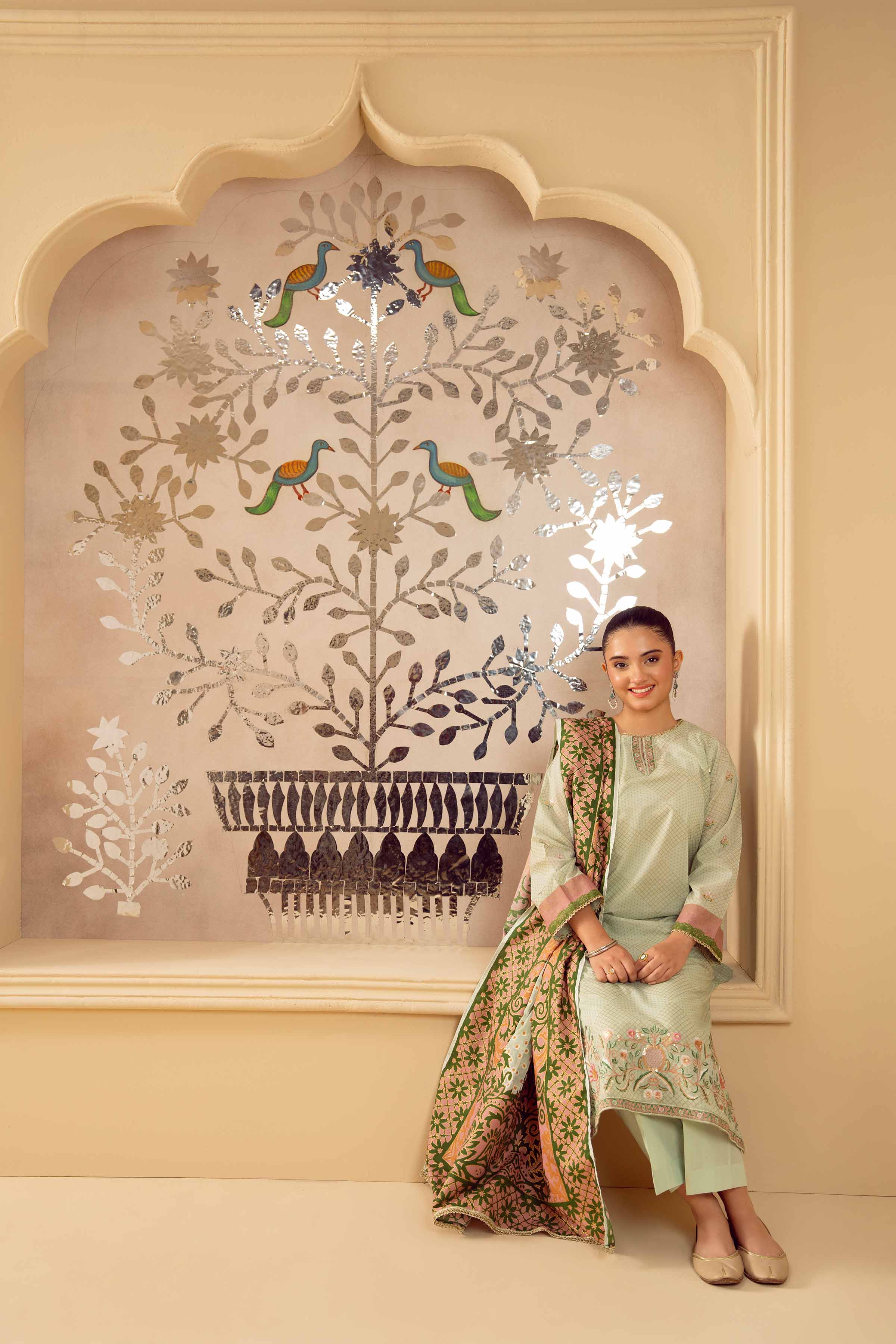 3 Piece - Printed Embroidered Suit - PE25-459 - Image 6
