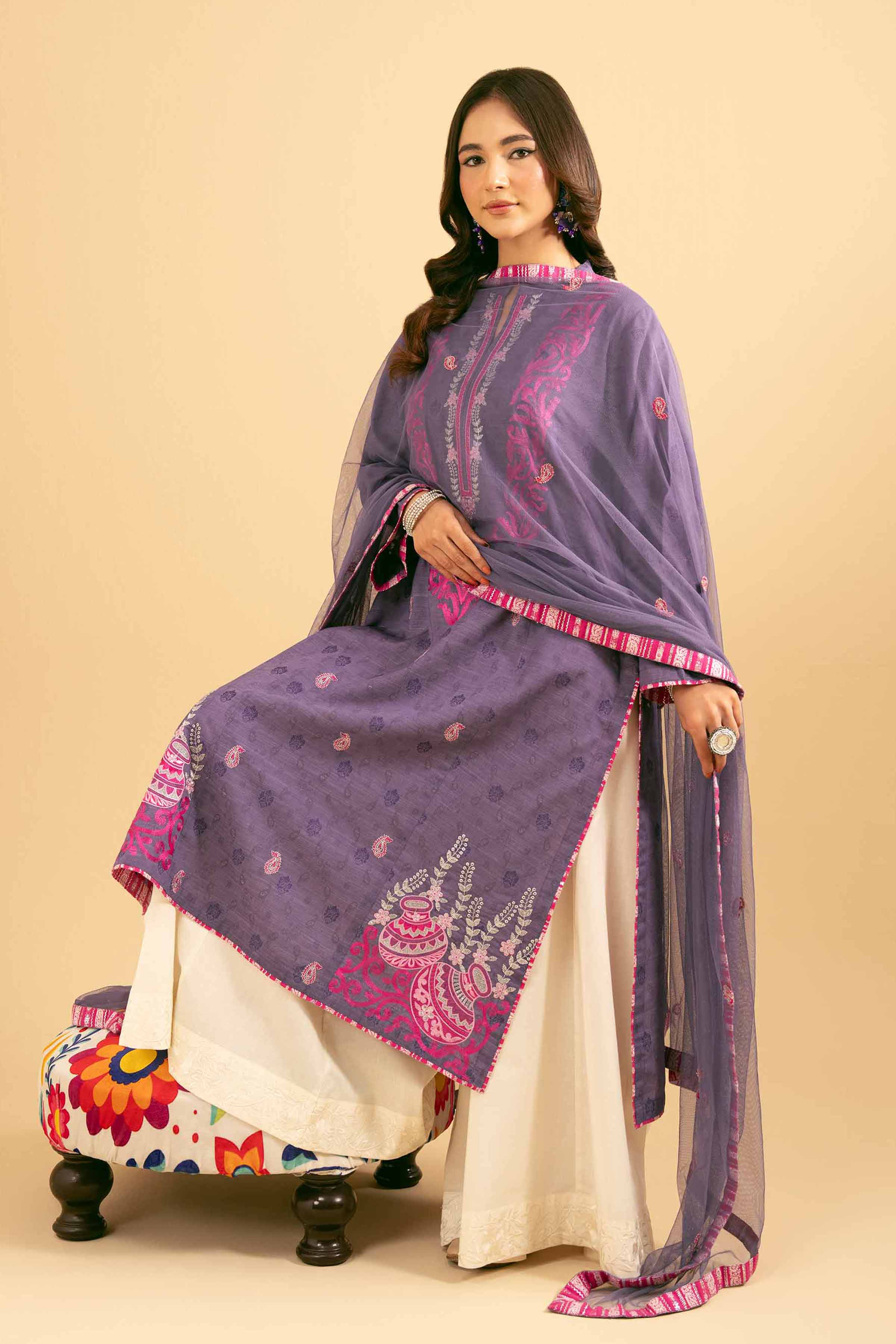 2 Piece - Embroidered Suit - PE25-471 - Image 3