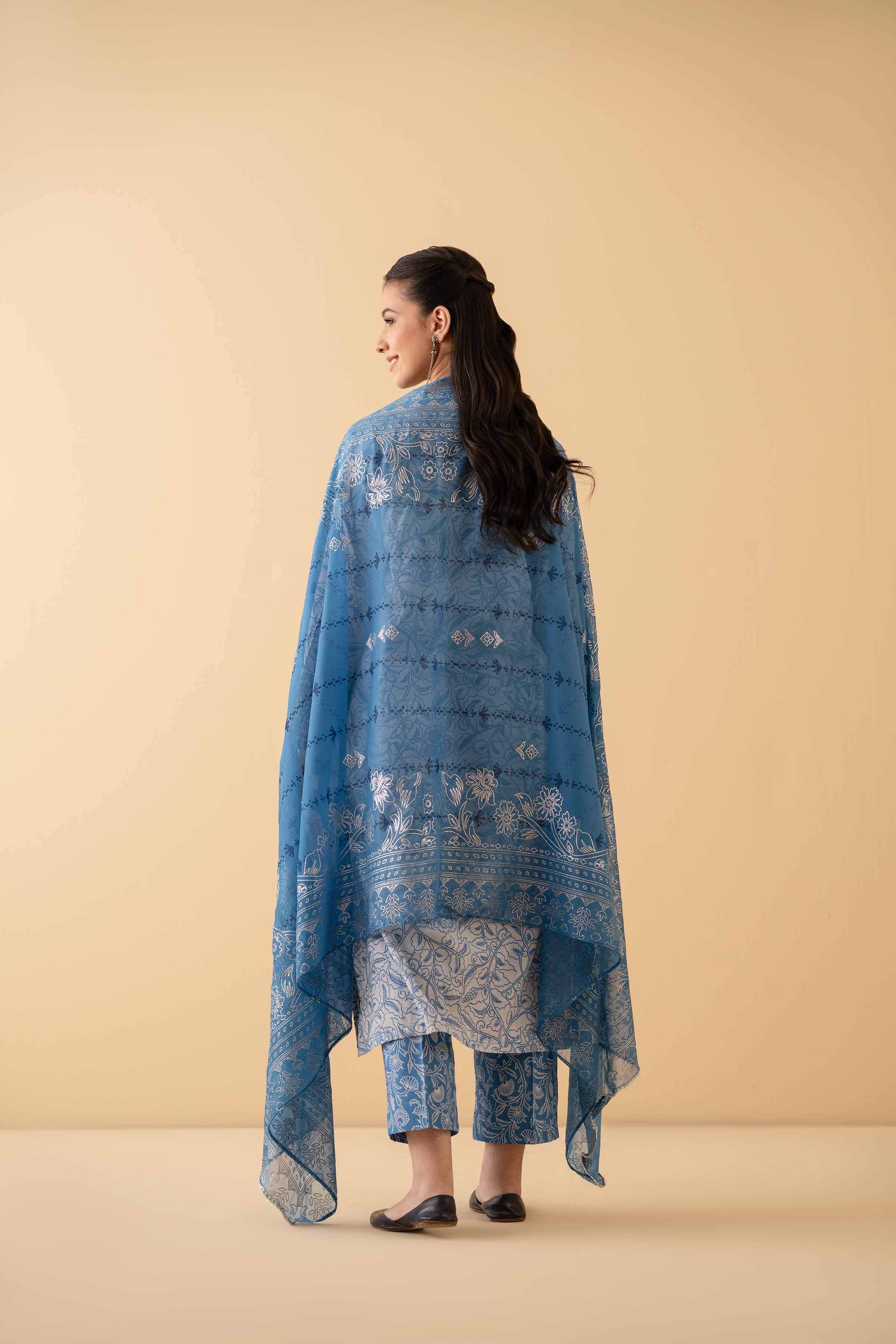 3 Piece - Printed Embroidered Suit - PE25-480 - Image 4