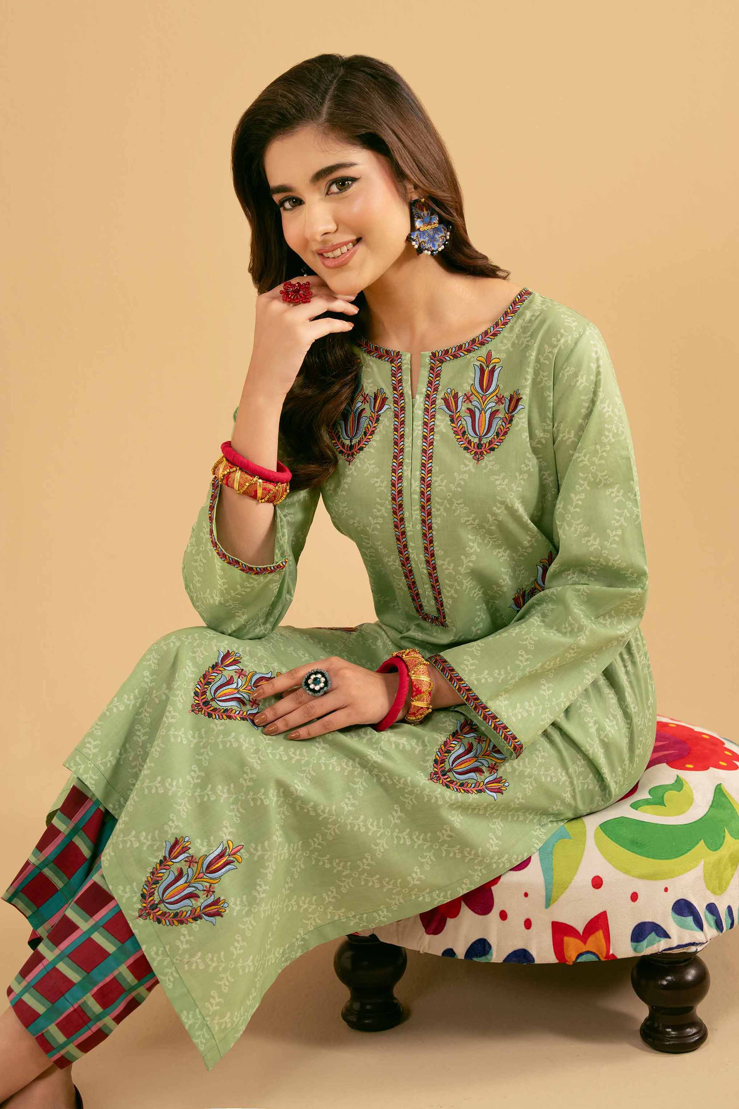 2 Piece - Printed Embroidered Suit - PE25-486 - Image 2