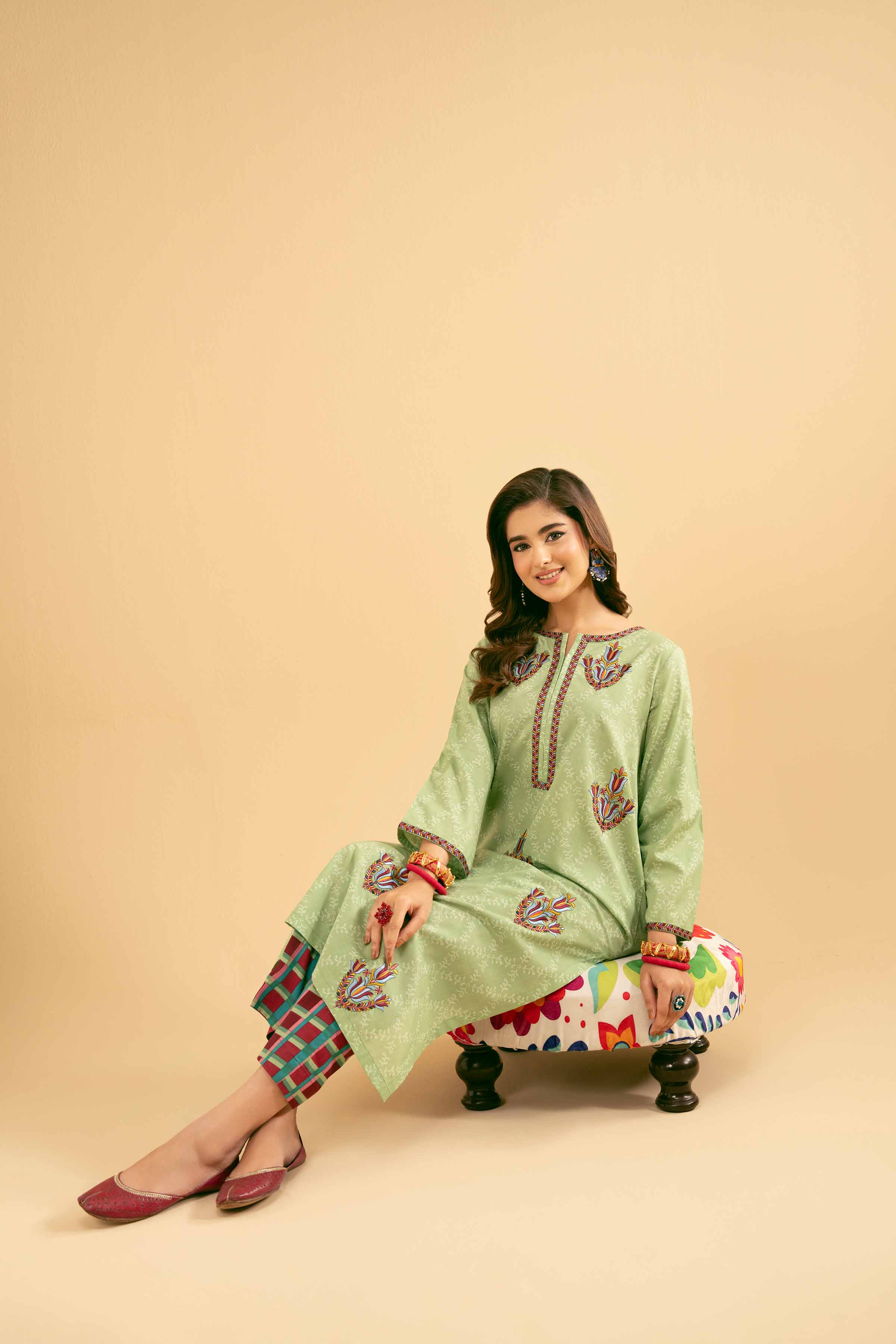 2 Piece - Printed Embroidered Suit - PE25-486 - Image 4