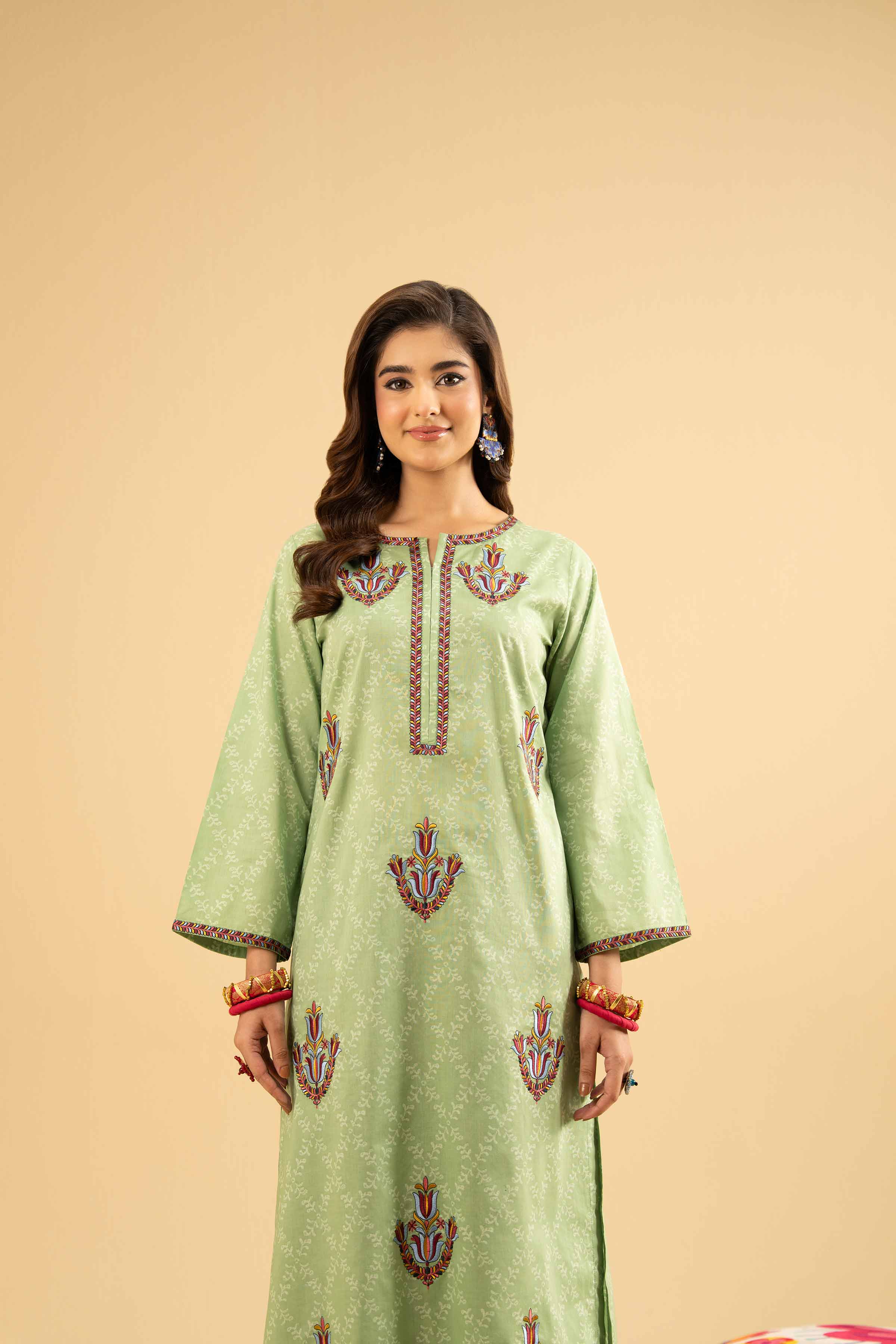 2 Piece - Printed Embroidered Suit - PE25-486 - Image 5