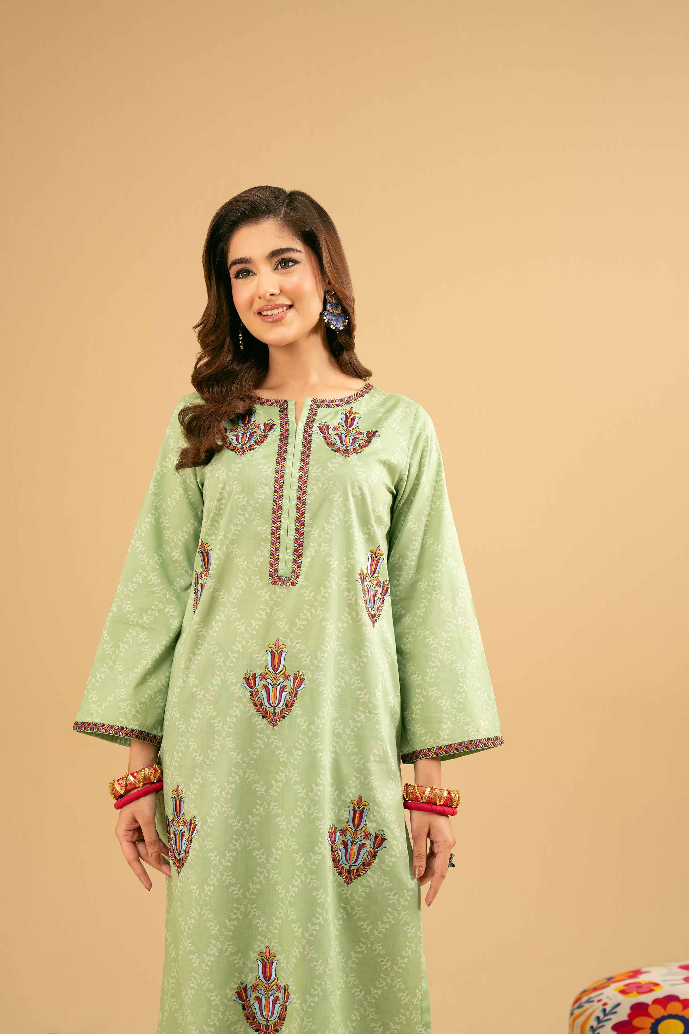 2 Piece - Printed Embroidered Suit - PE25-486 - Image 6