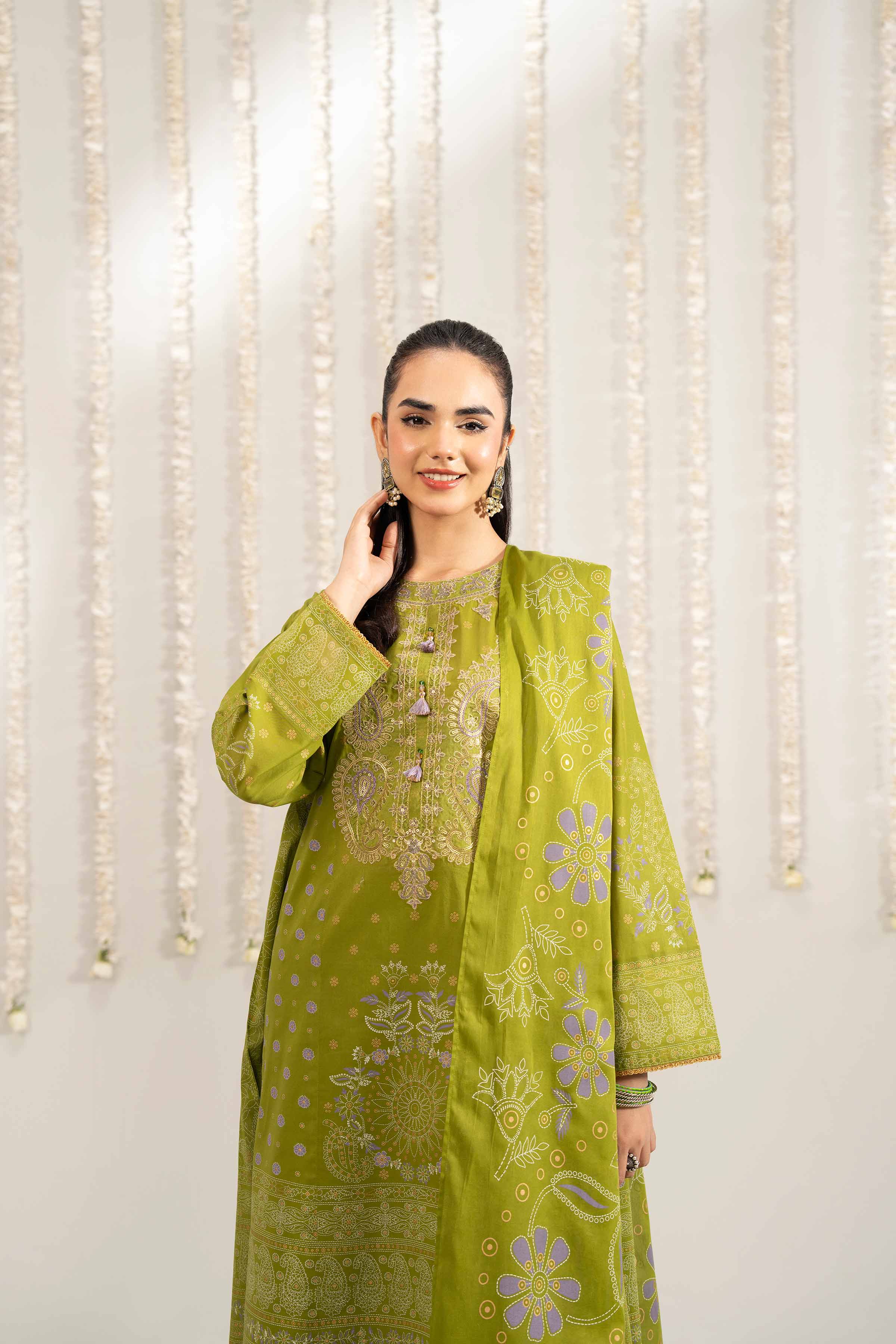 3 Piece - Printed Embroidered Suit - PE25-494 - Image 5