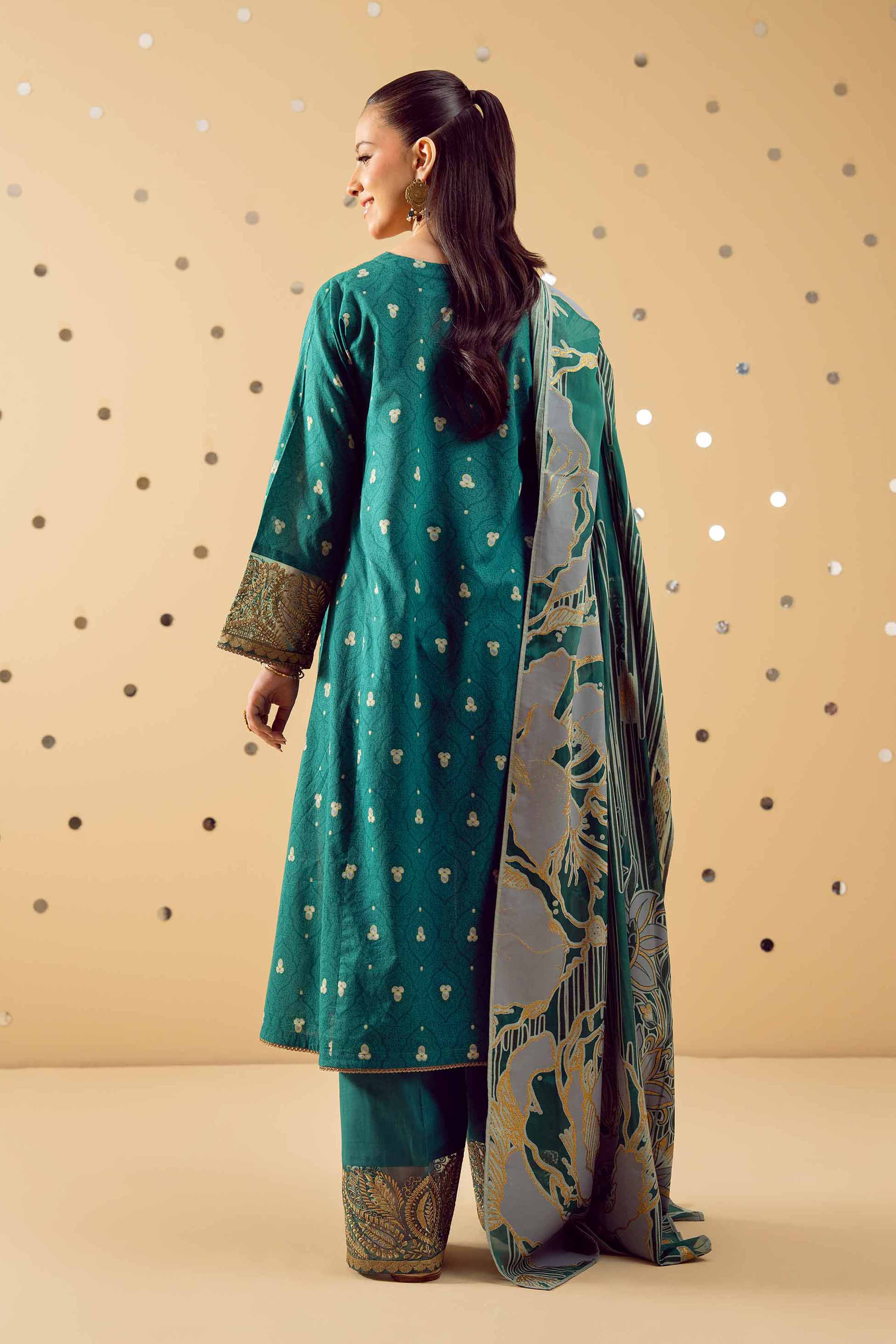 3 Piece - Printed Embroidered Suit - PE25-508 - Image 3