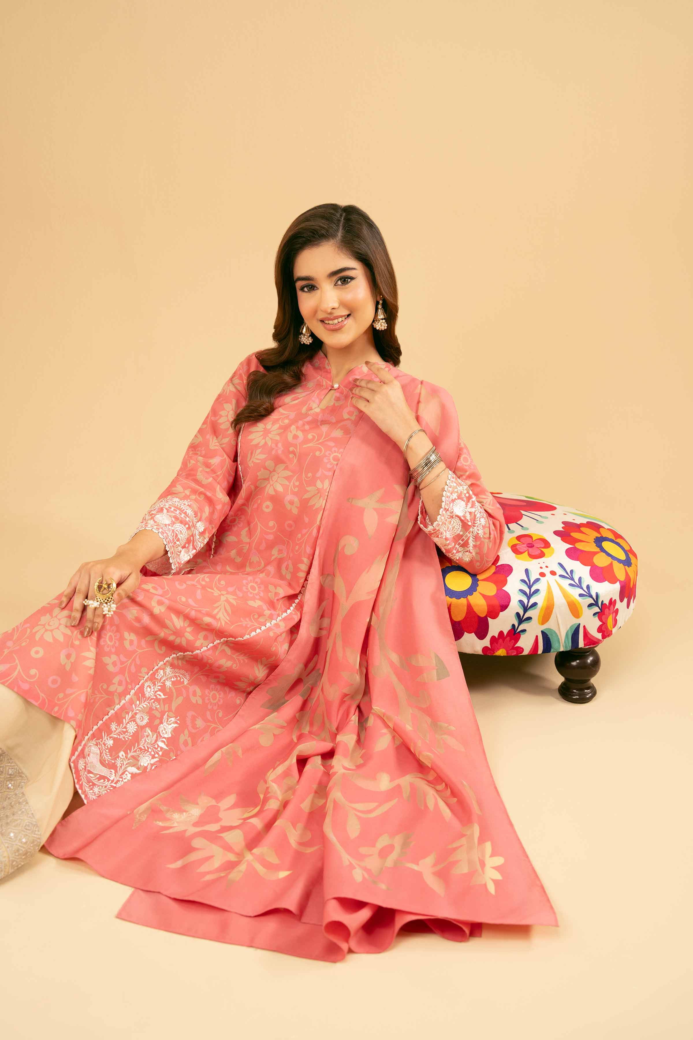 2 Piece - Printed Embroidered Suit - PE25-516 - Image 10