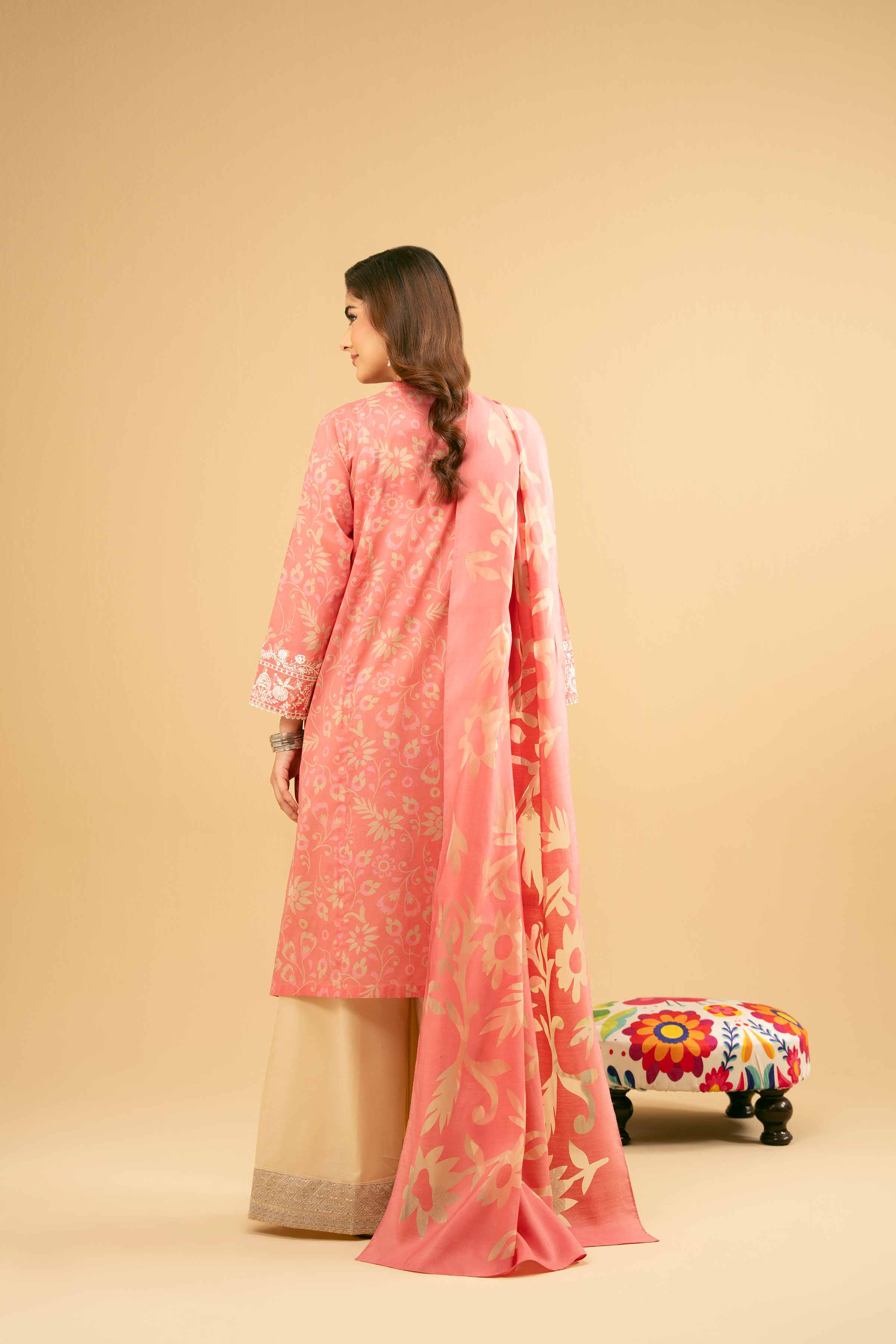 2 Piece - Printed Embroidered Suit - PE25-516 - Image 3