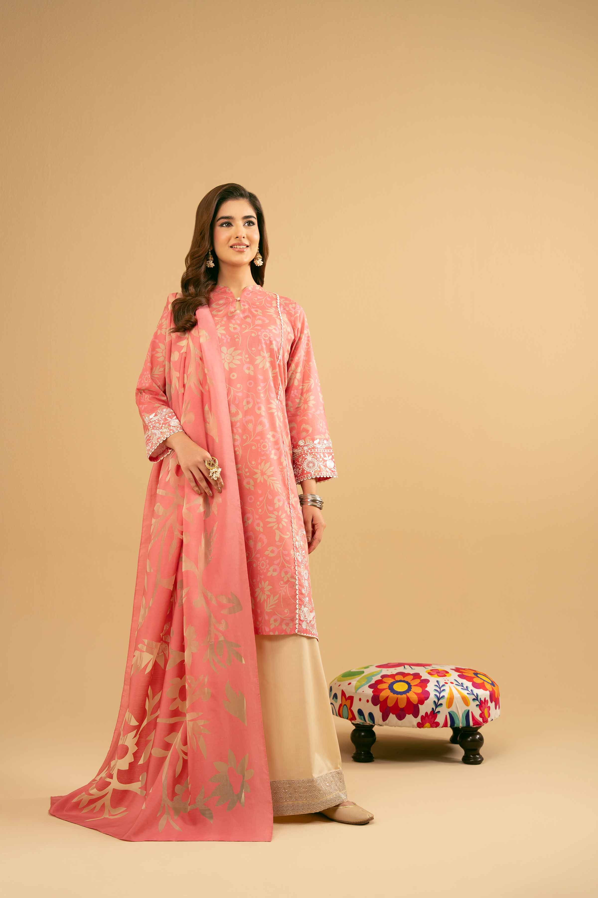 2 Piece - Printed Embroidered Suit - PE25-516 - Image 8