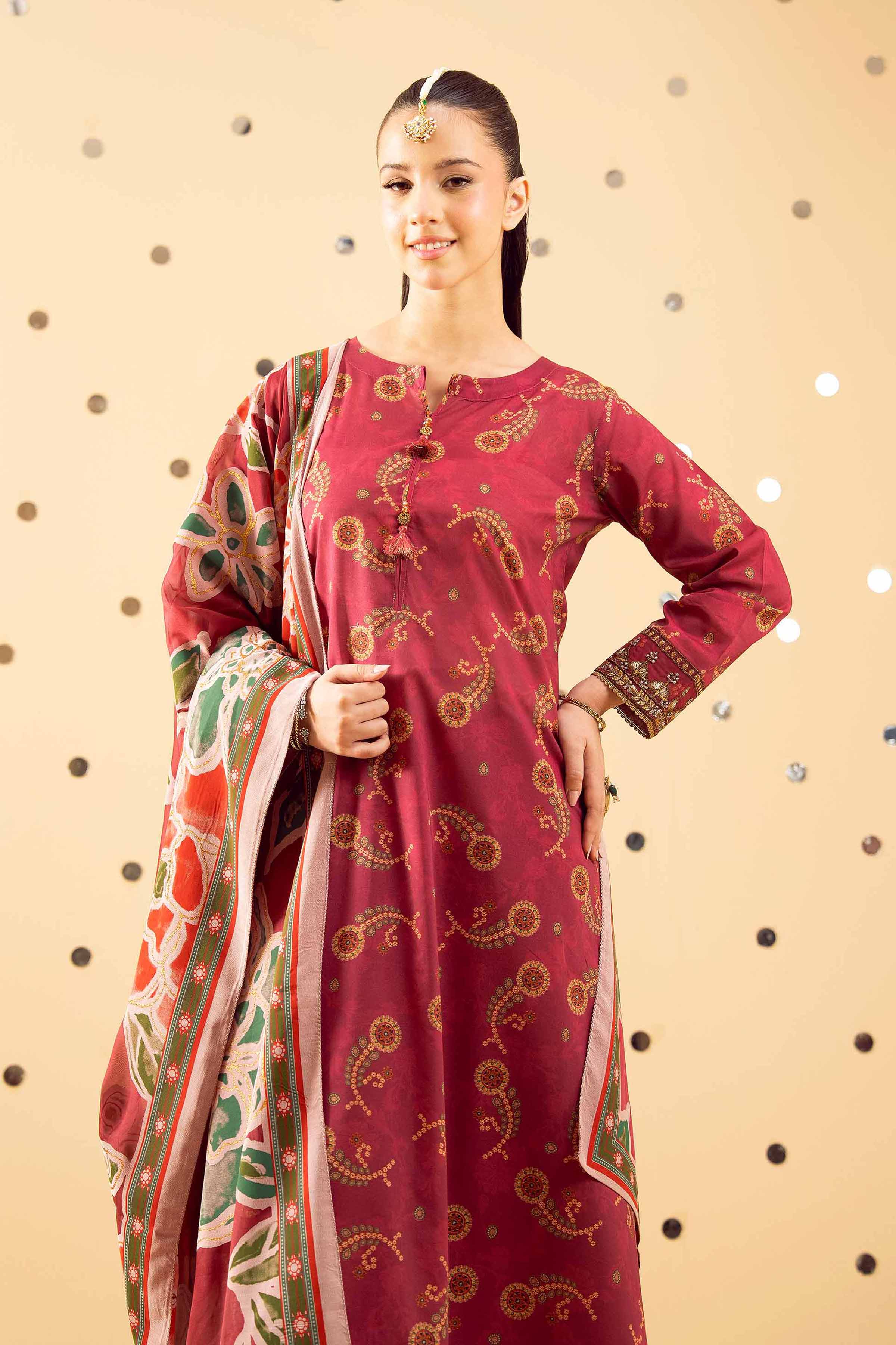 3 Piece - Printed Embroidered Suit - PE25-520 - Image 6