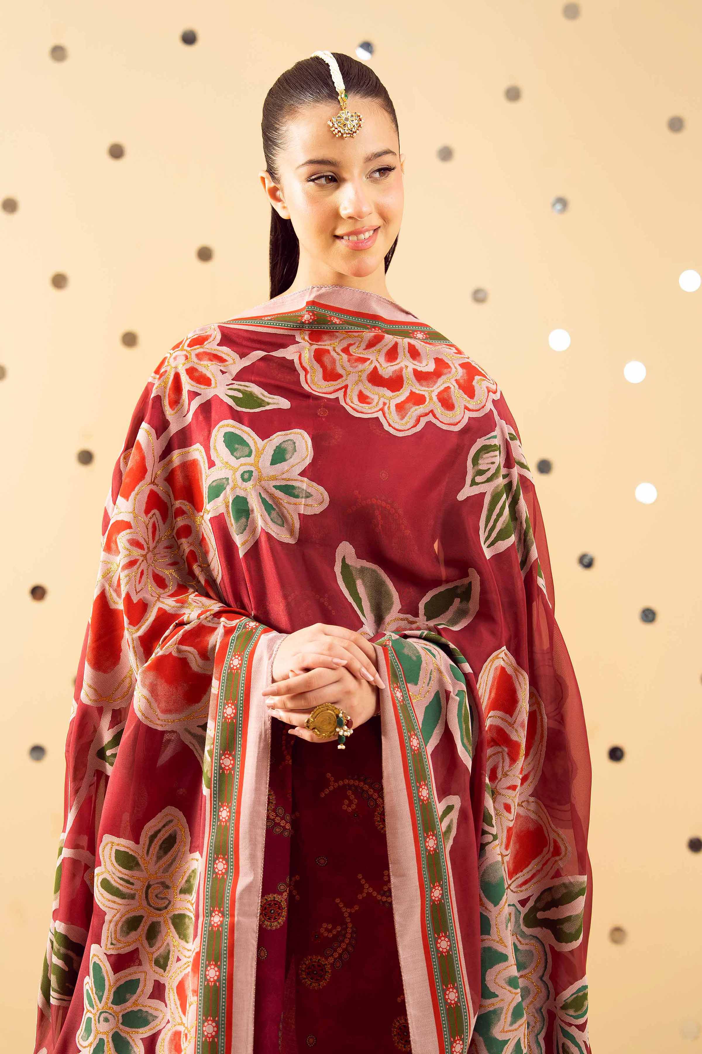 3 Piece - Printed Embroidered Suit - PE25-520 - Image 7