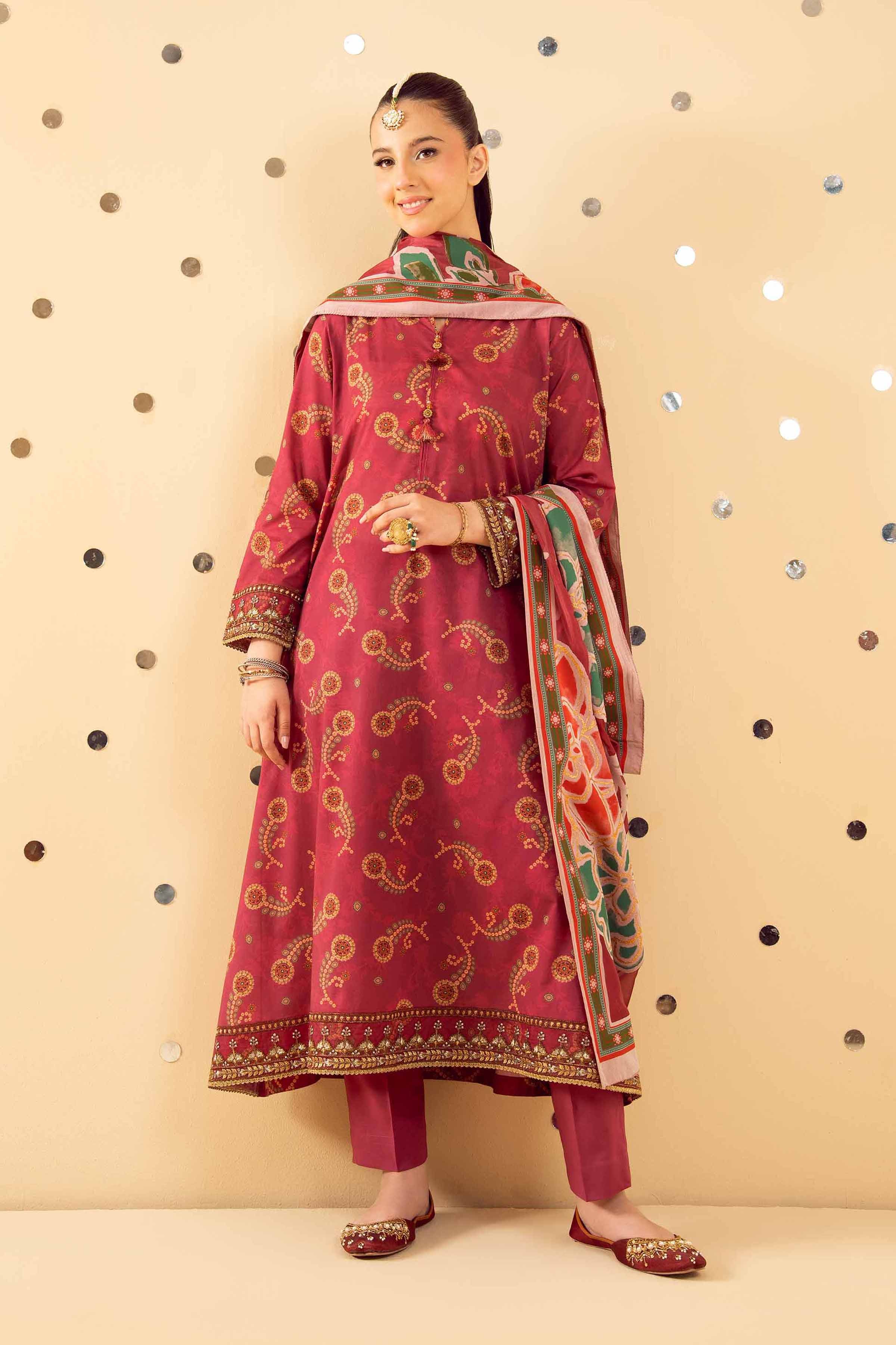 3 Piece - Printed Embroidered Suit - PE25-520 - Image 8