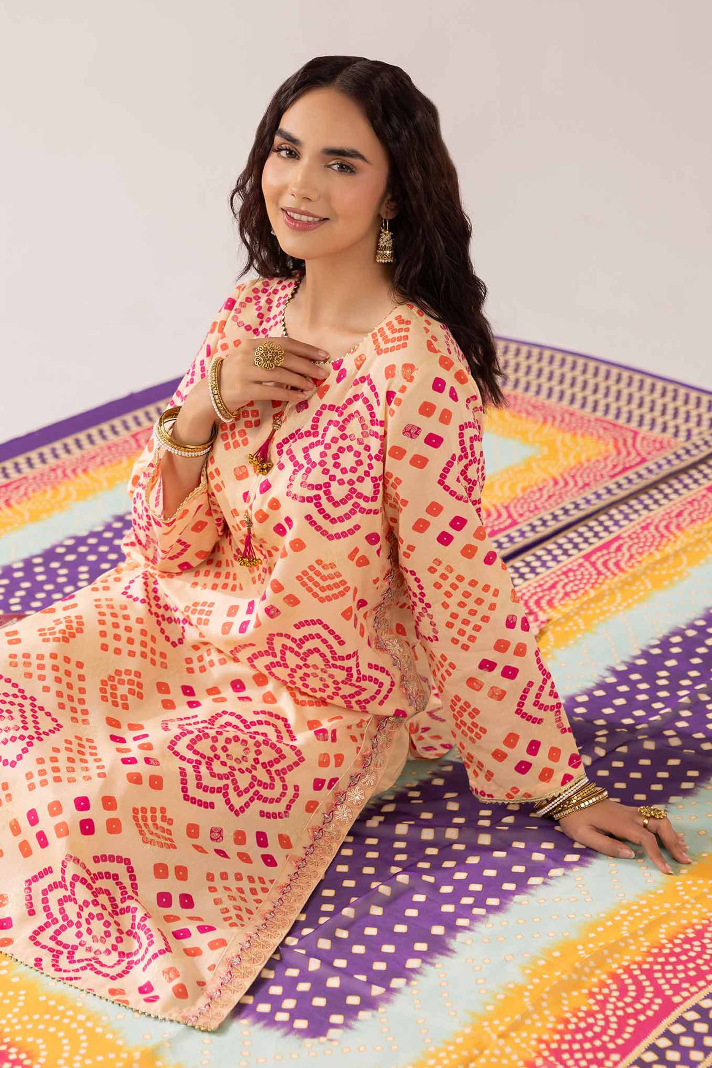 2 Piece - Printed Embroidered Suit - PE25-72 - Image 2