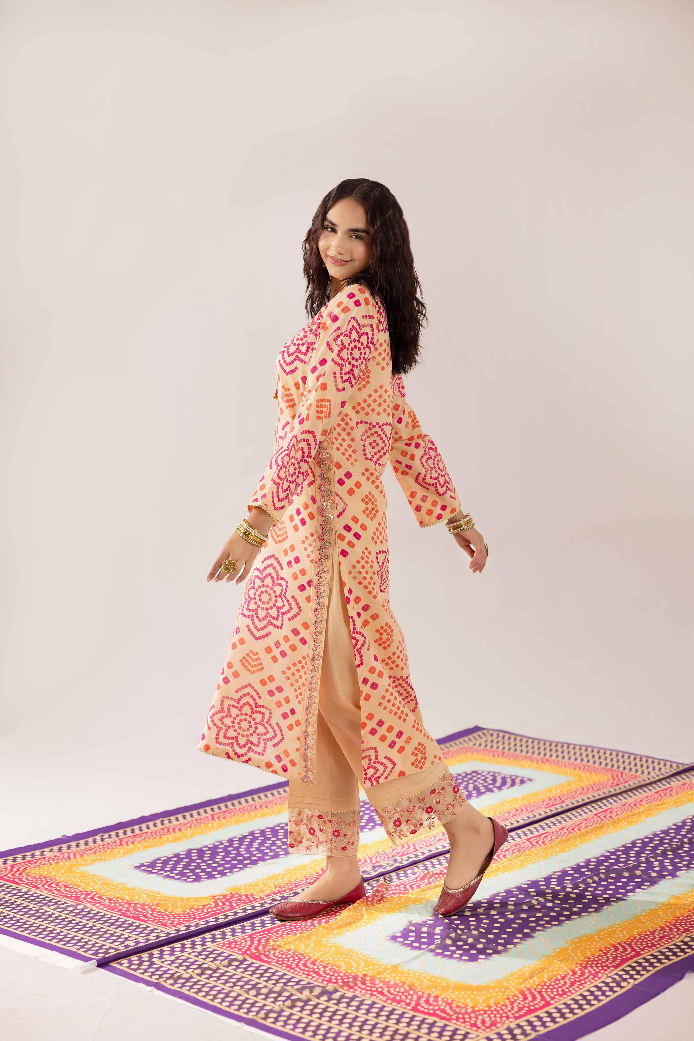 2 Piece - Printed Embroidered Suit - PE25-72 - Image 3