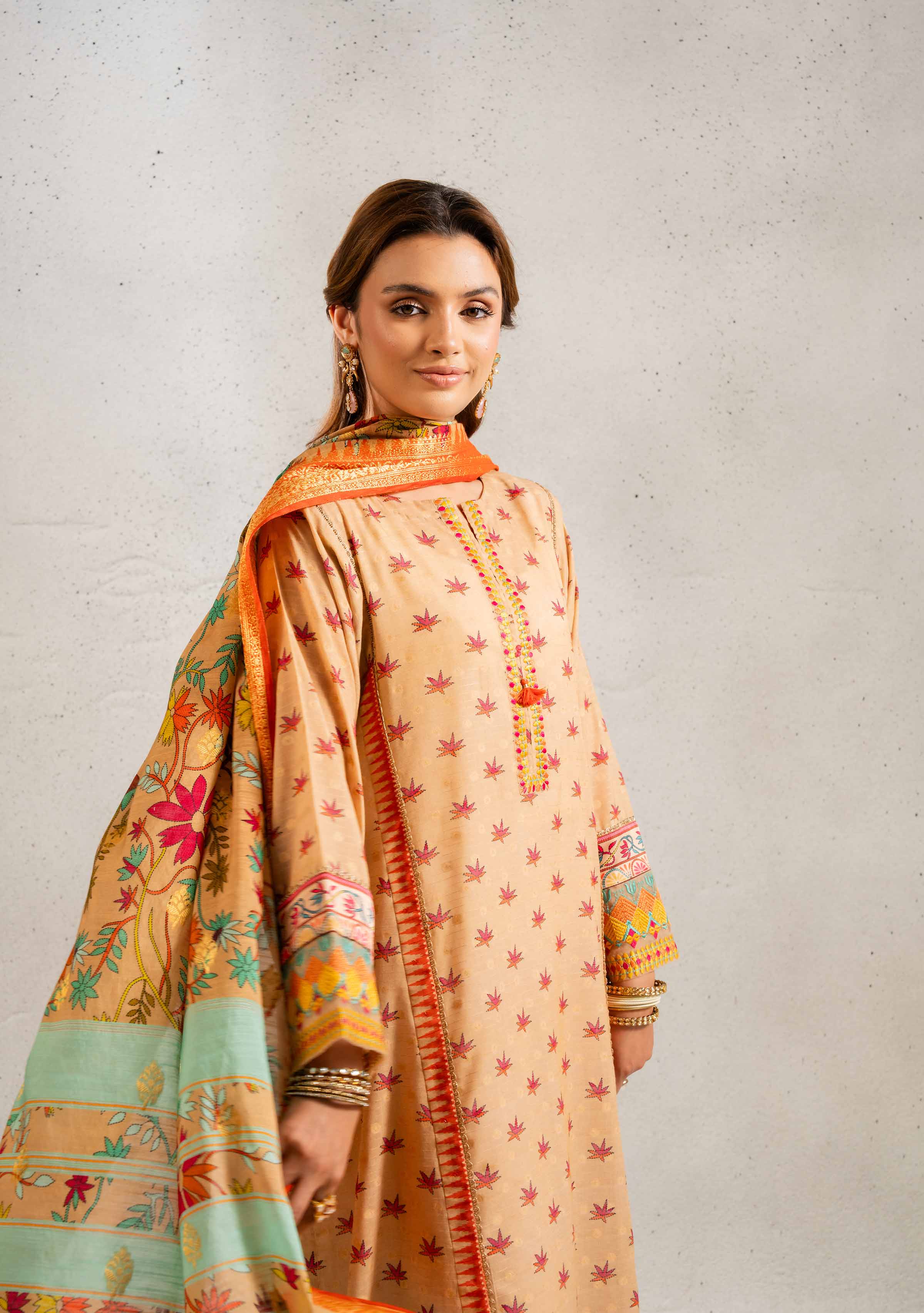2 Piece - Printed Embroidered Suit - PE25-84 - Image 4