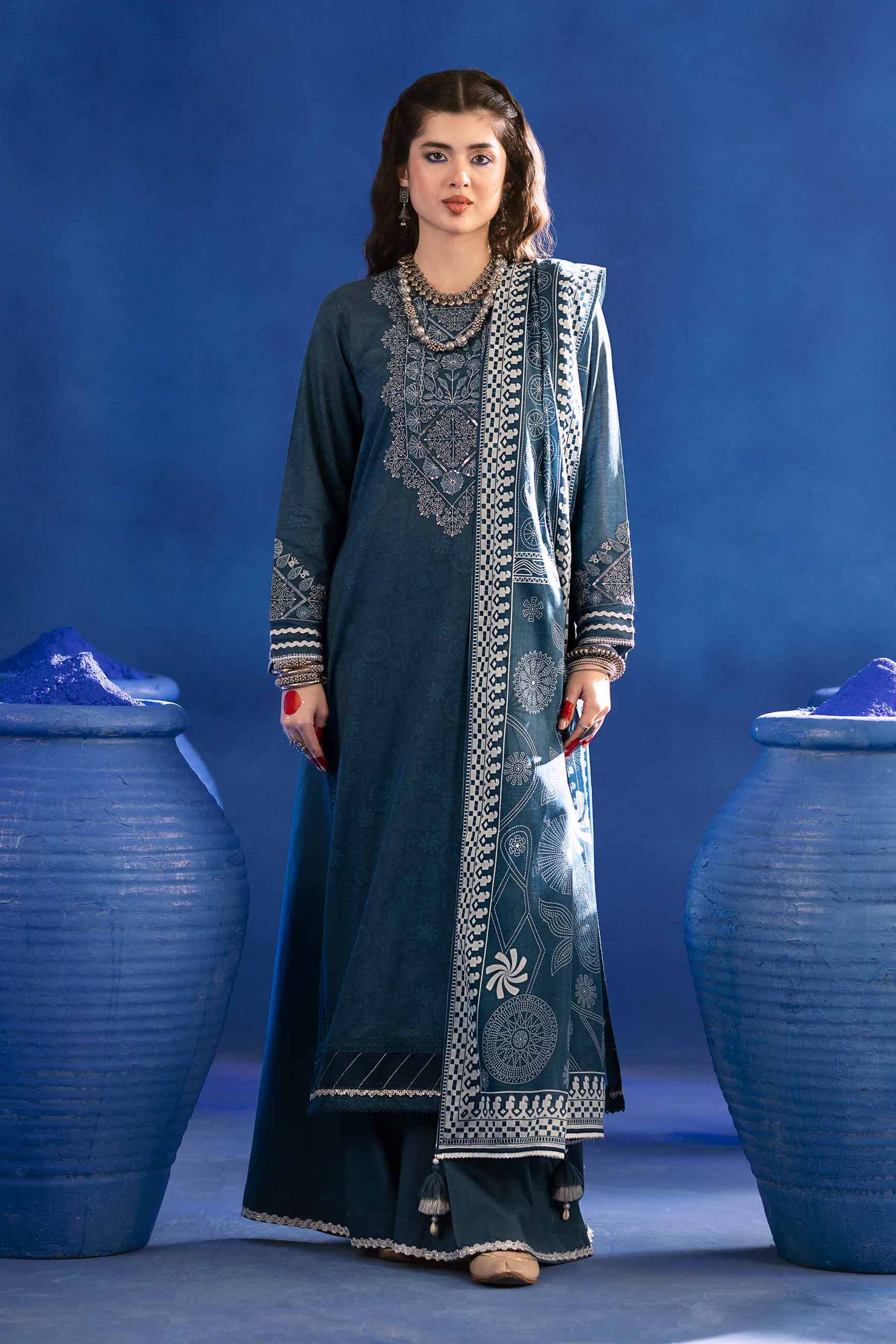 3 Piece - Printed Embroidered Suit - PE25-93 - Image 2